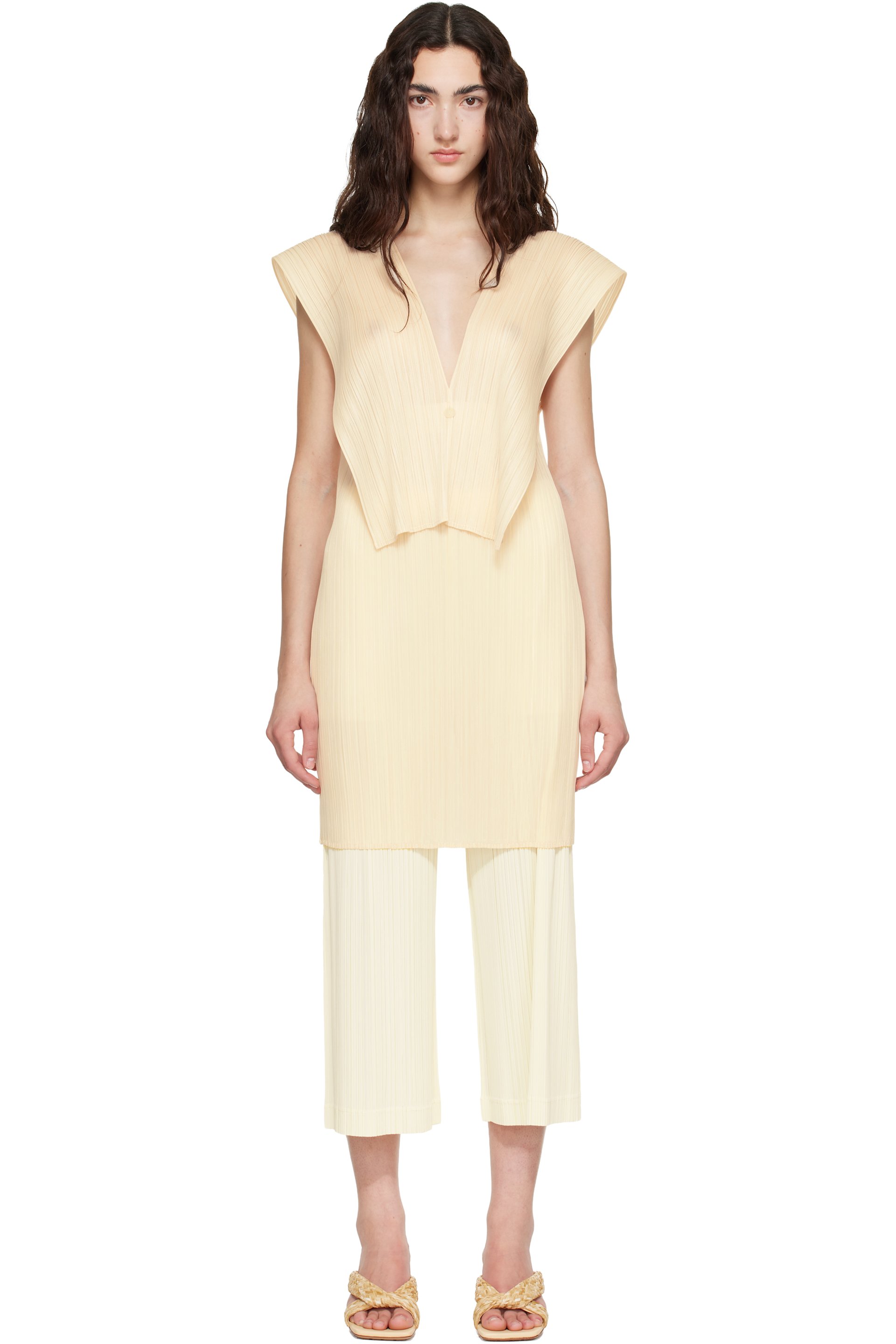 PLEATS PLEASE ISSEY MIYAKE - Beige Lucid Pleats Top