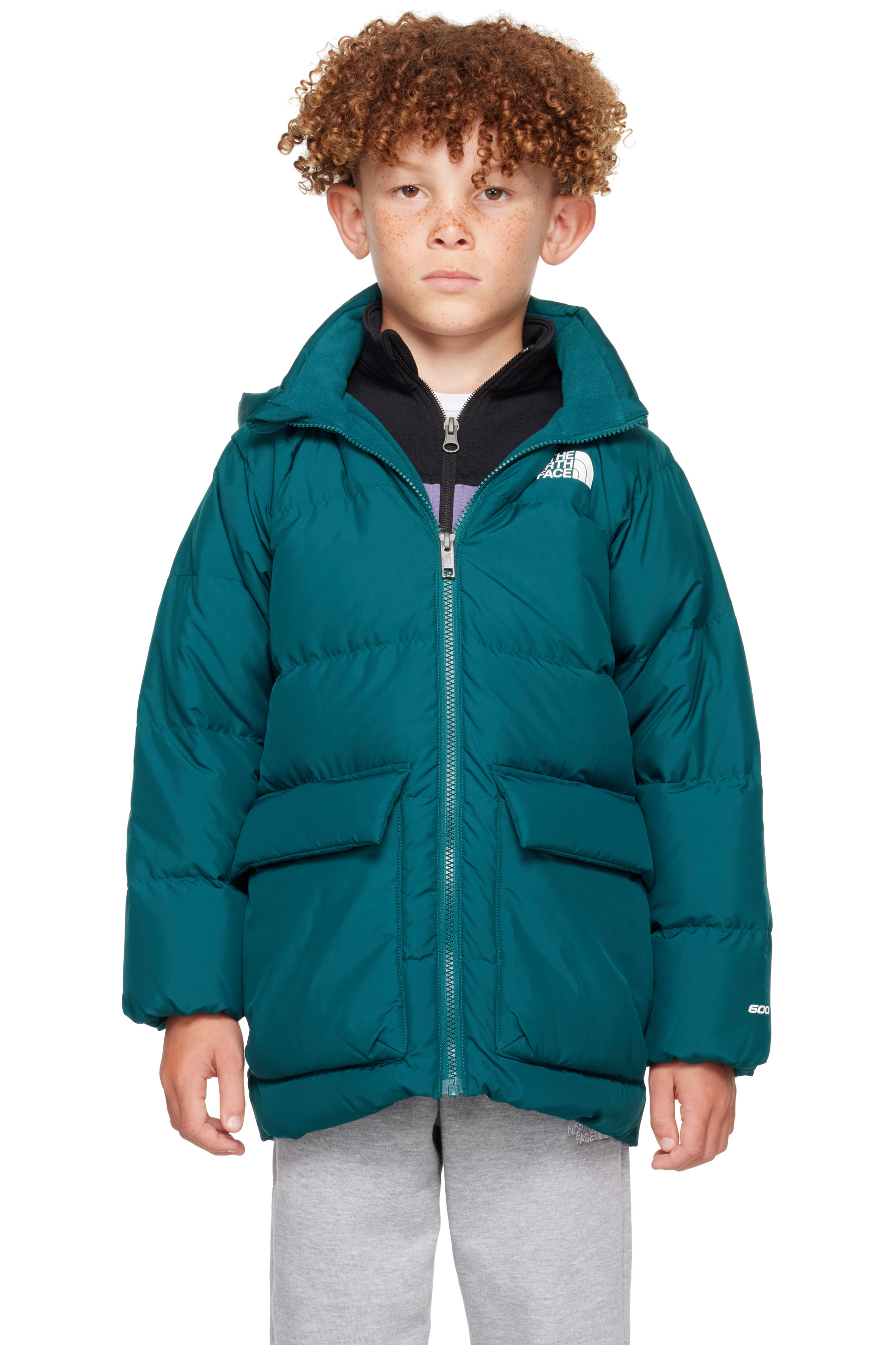 The North Face Kids - Big Kids Green North Fleece-Lined Short Parka Down Jacket