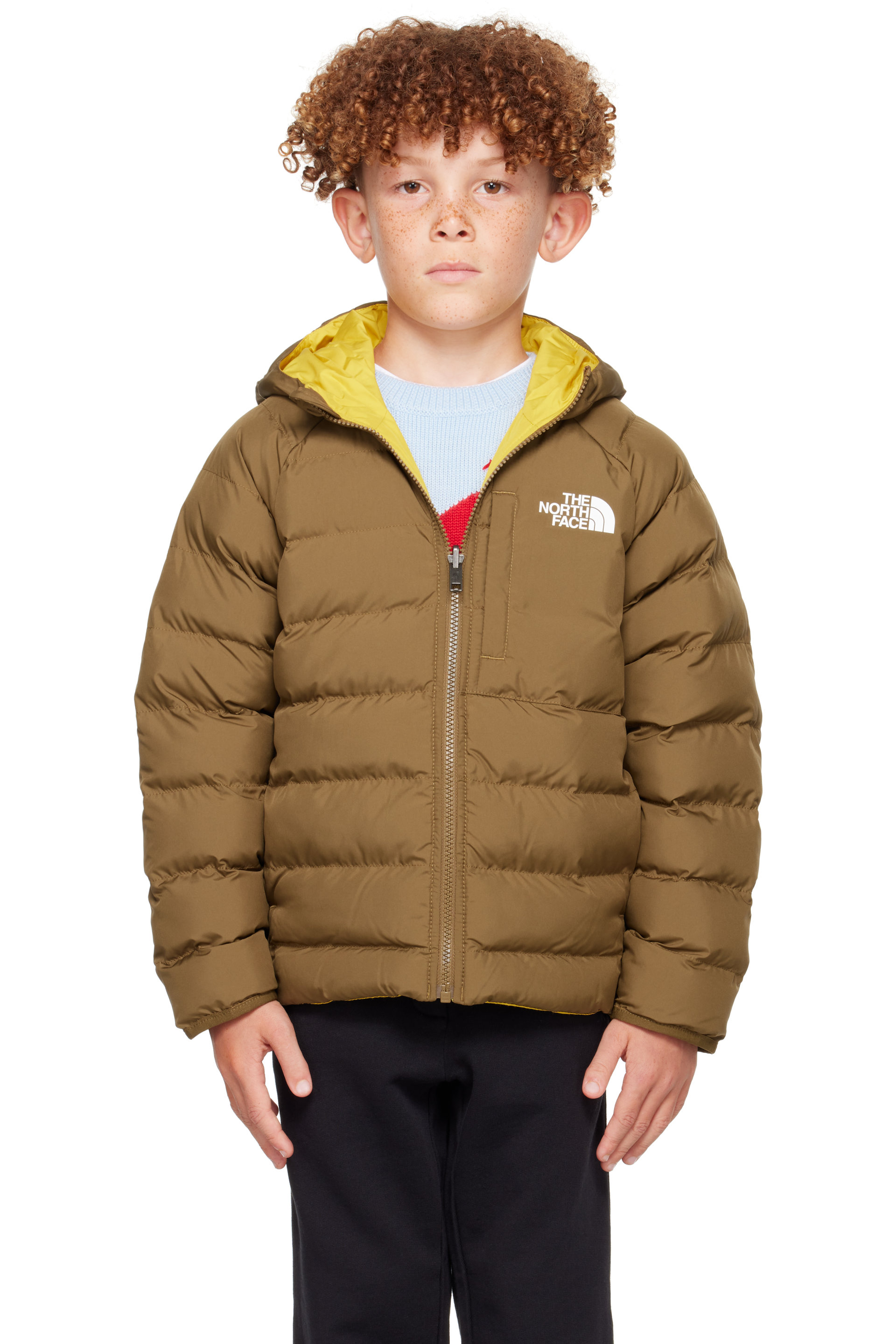The North Face Kids - Big Kids Khaki Reversible Perrito Hooded Jacket