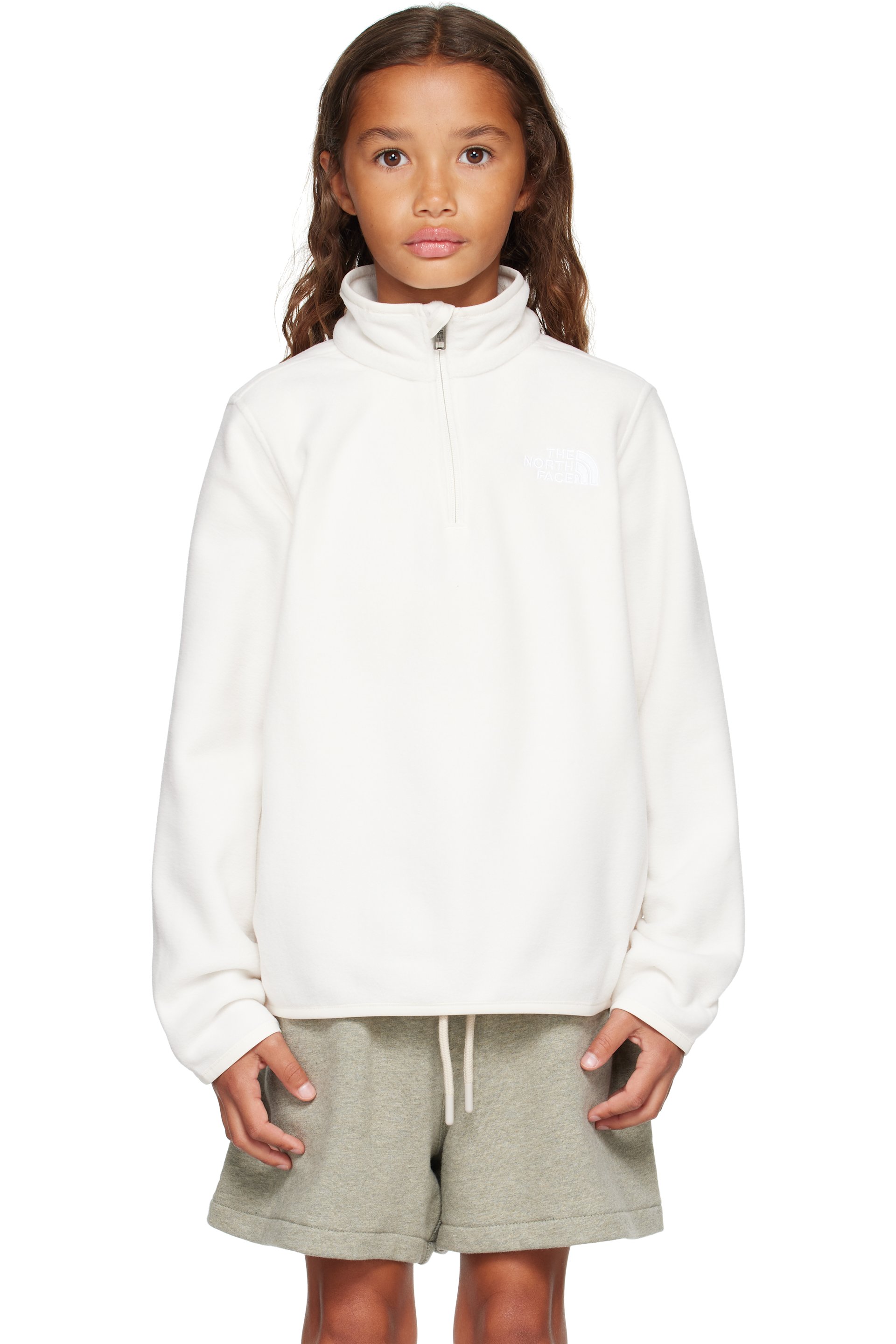 The North Face Kids - Jeune | Pull Glacier blanc à glissière un quart