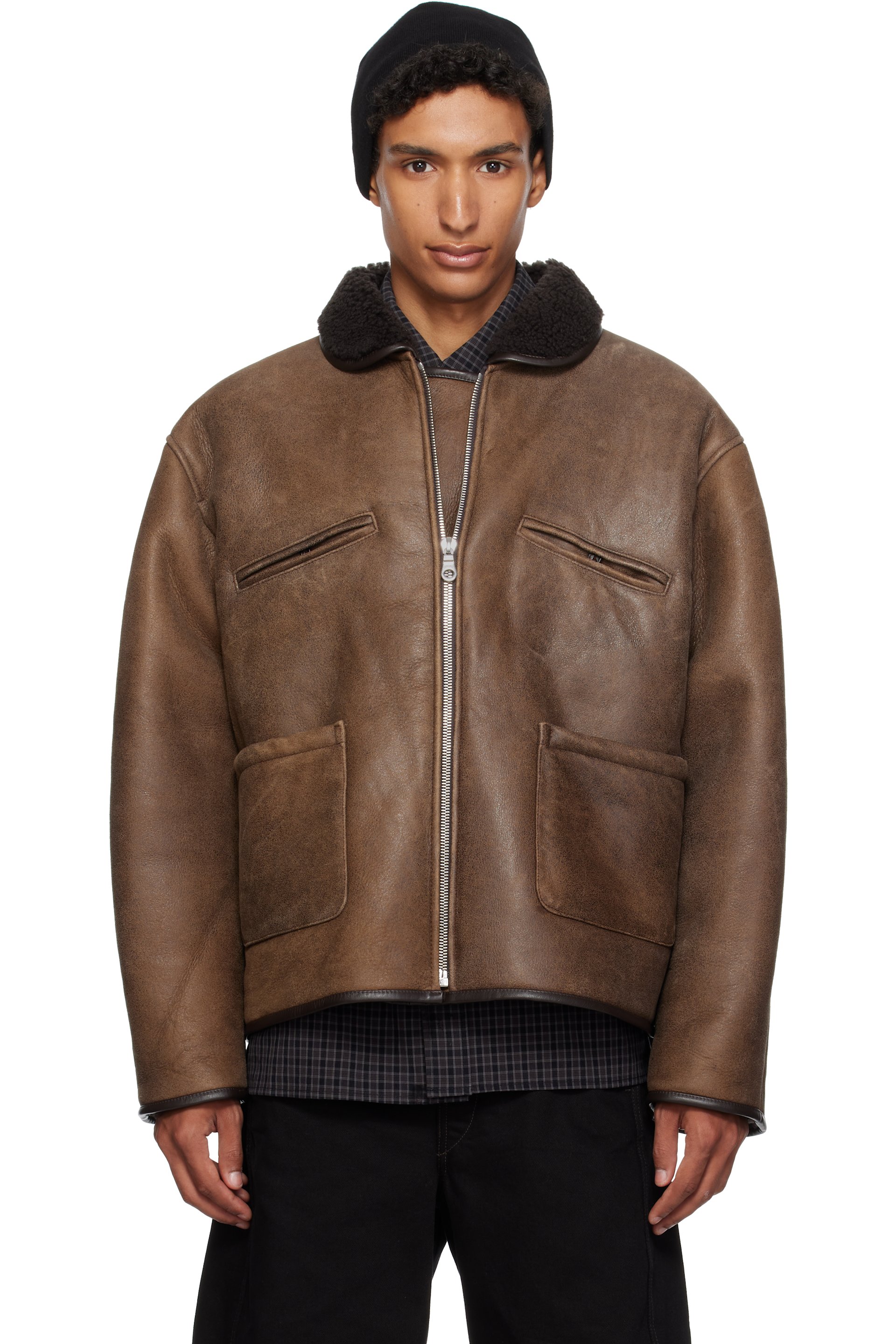 Cawley - Brown Aviator Flying Leather Jacket