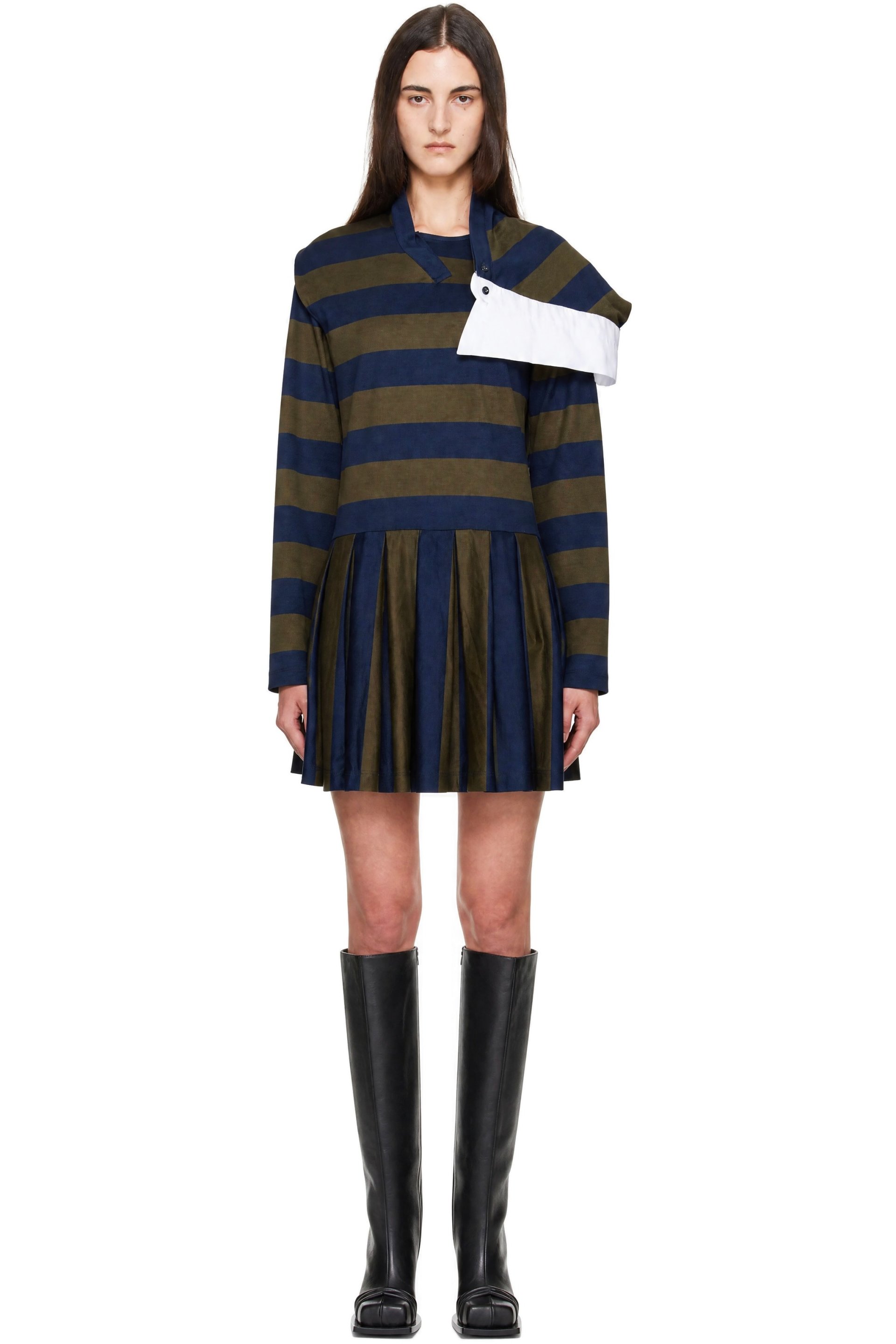 FIDAN NOVRUZOVA - Navy & Khaki Noemie Polo Minidress