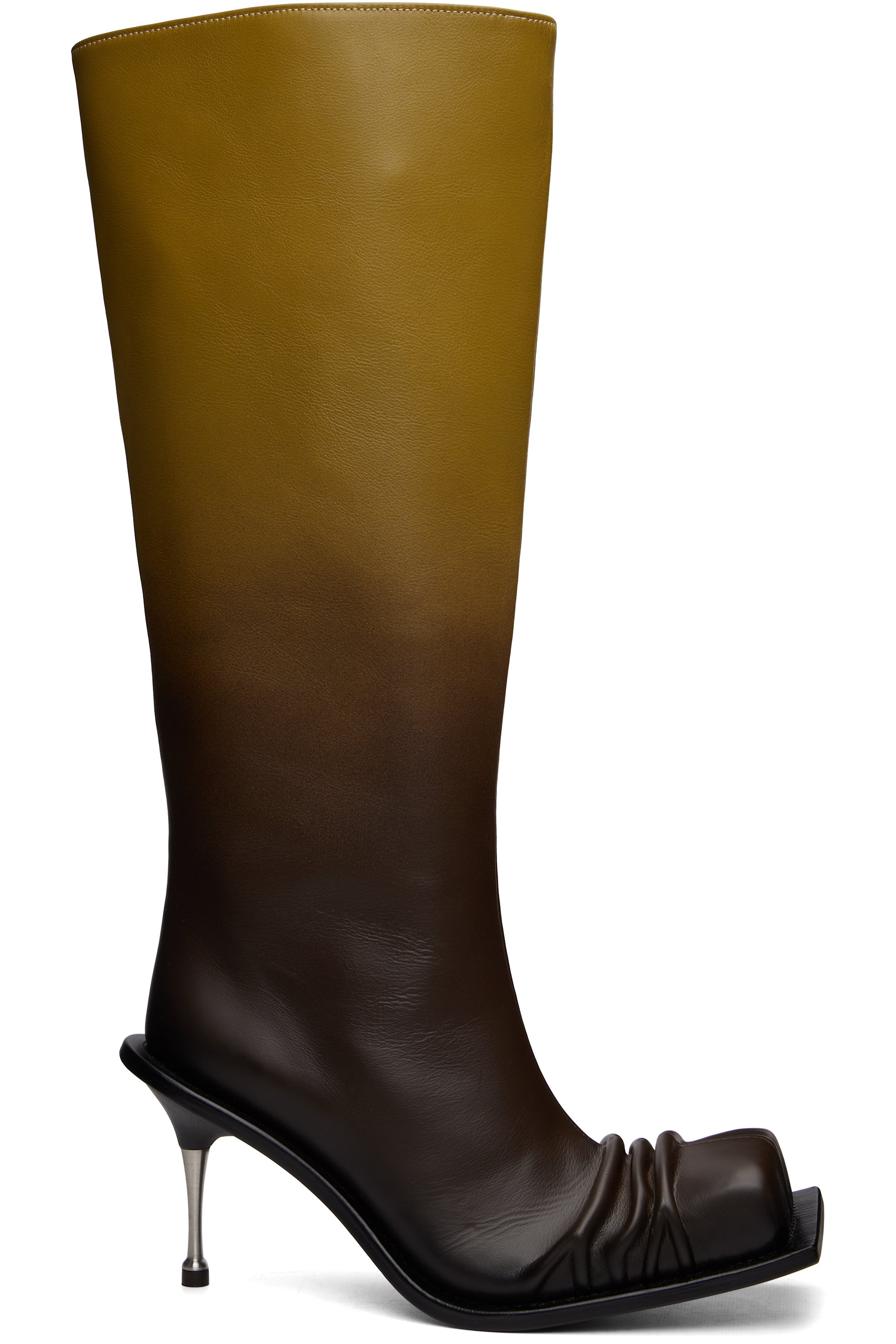 FIDAN NOVRUZOVA - 棕色 Stiletto Heel Classic Square Toe 高筒靴