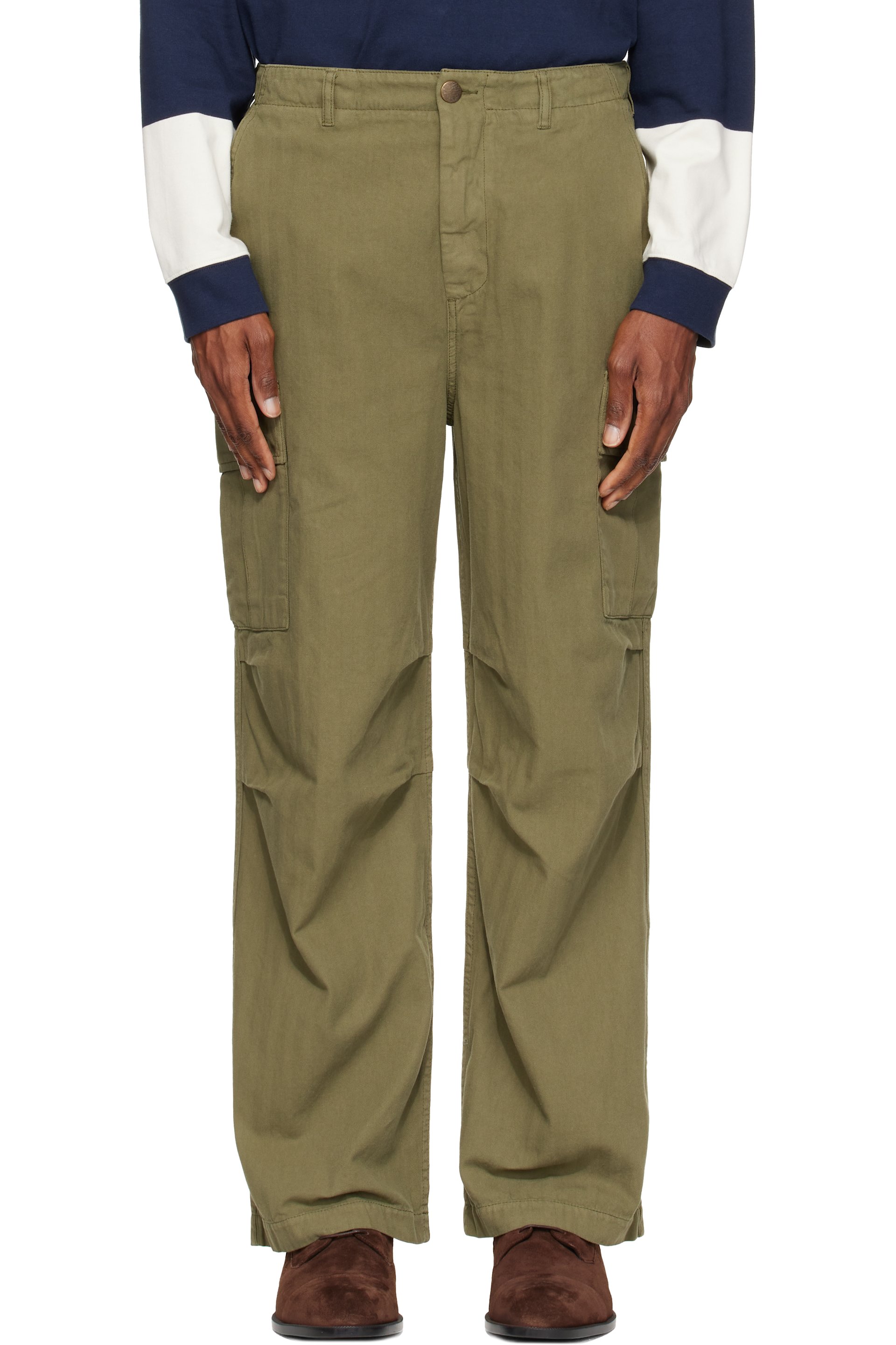 Palmes - Green Herringbone Cargo Pants