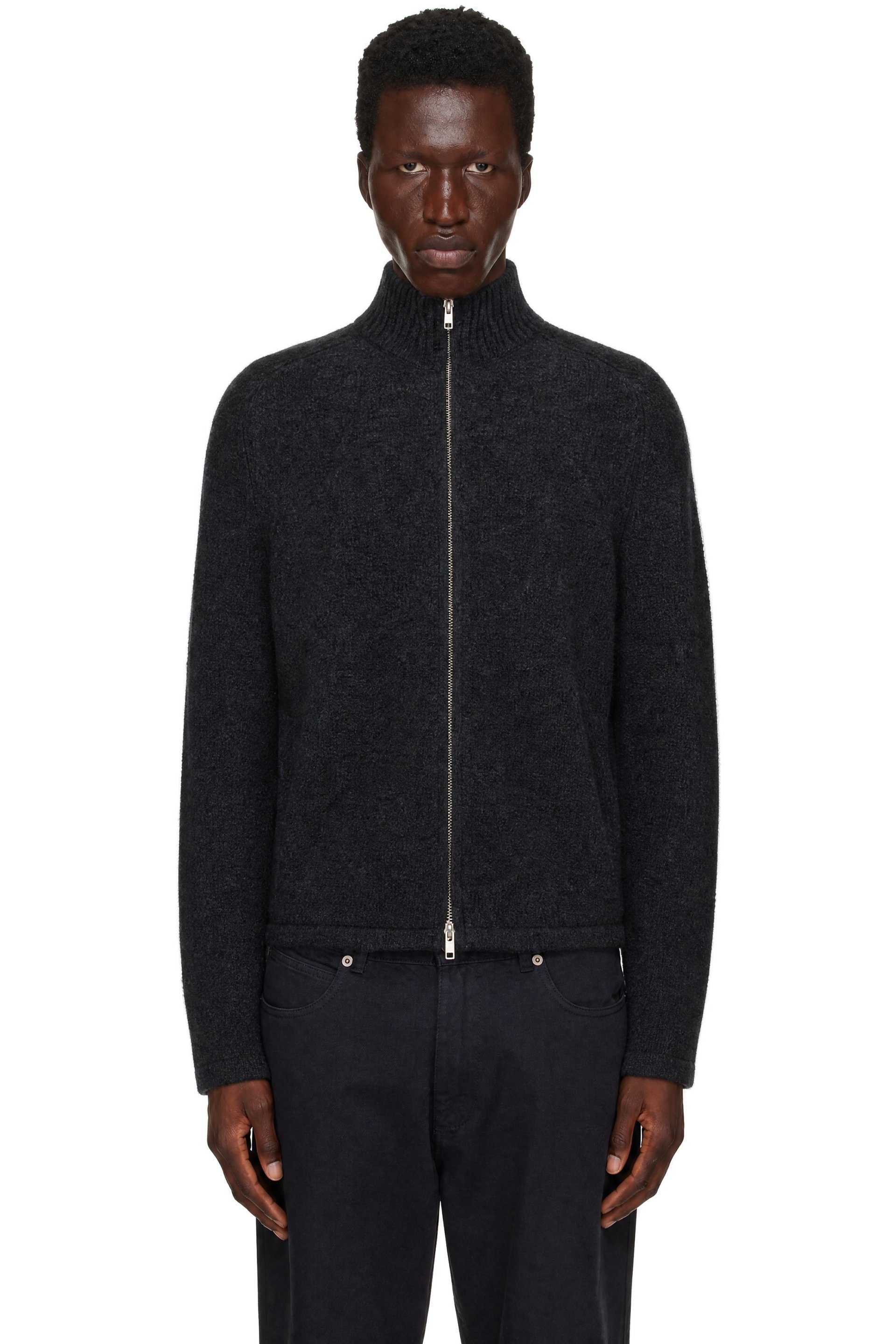 Palmes - Gray Knitted Zip Sweater