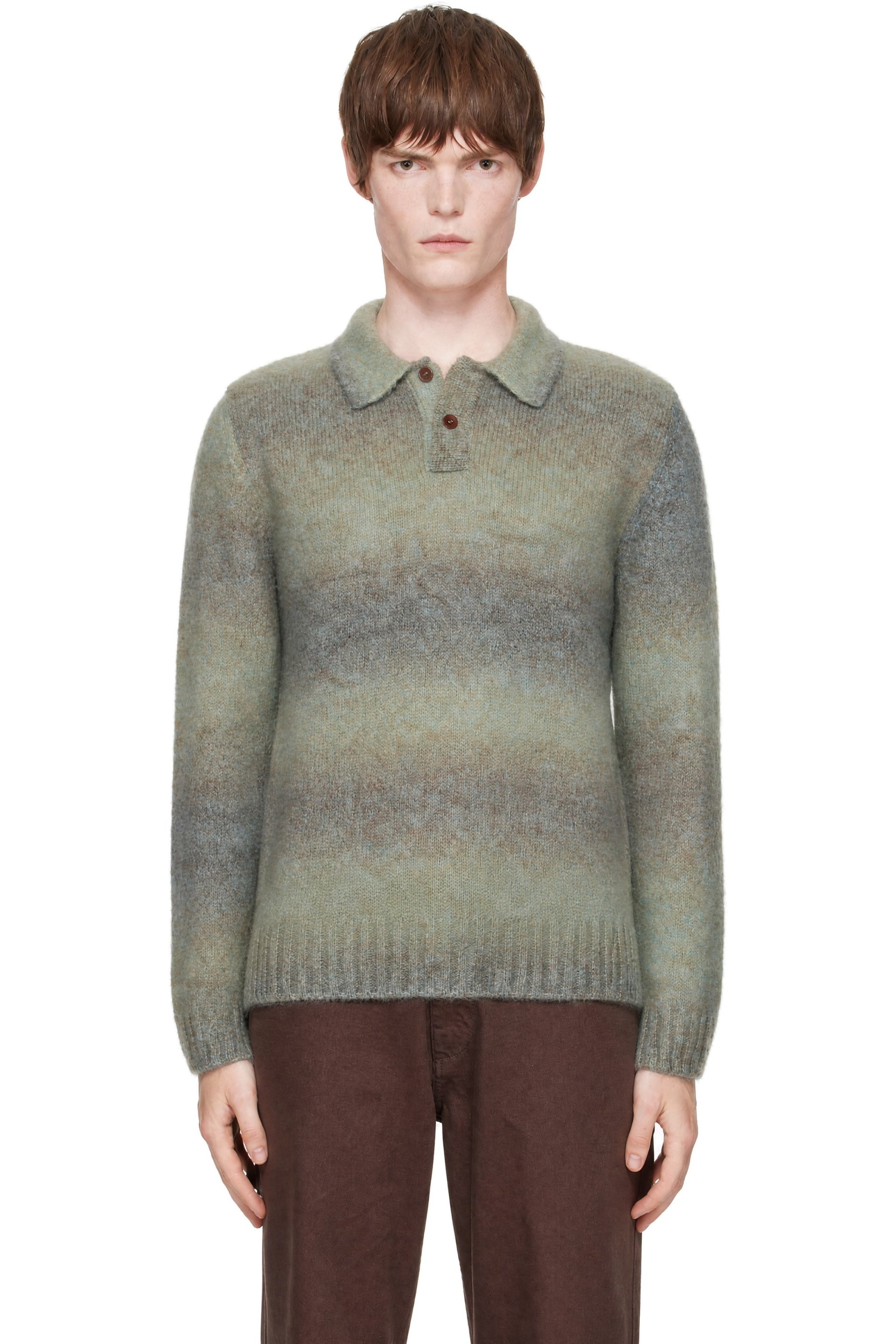 Palmes - Blue Alpaca LS Knit Polo Sweater