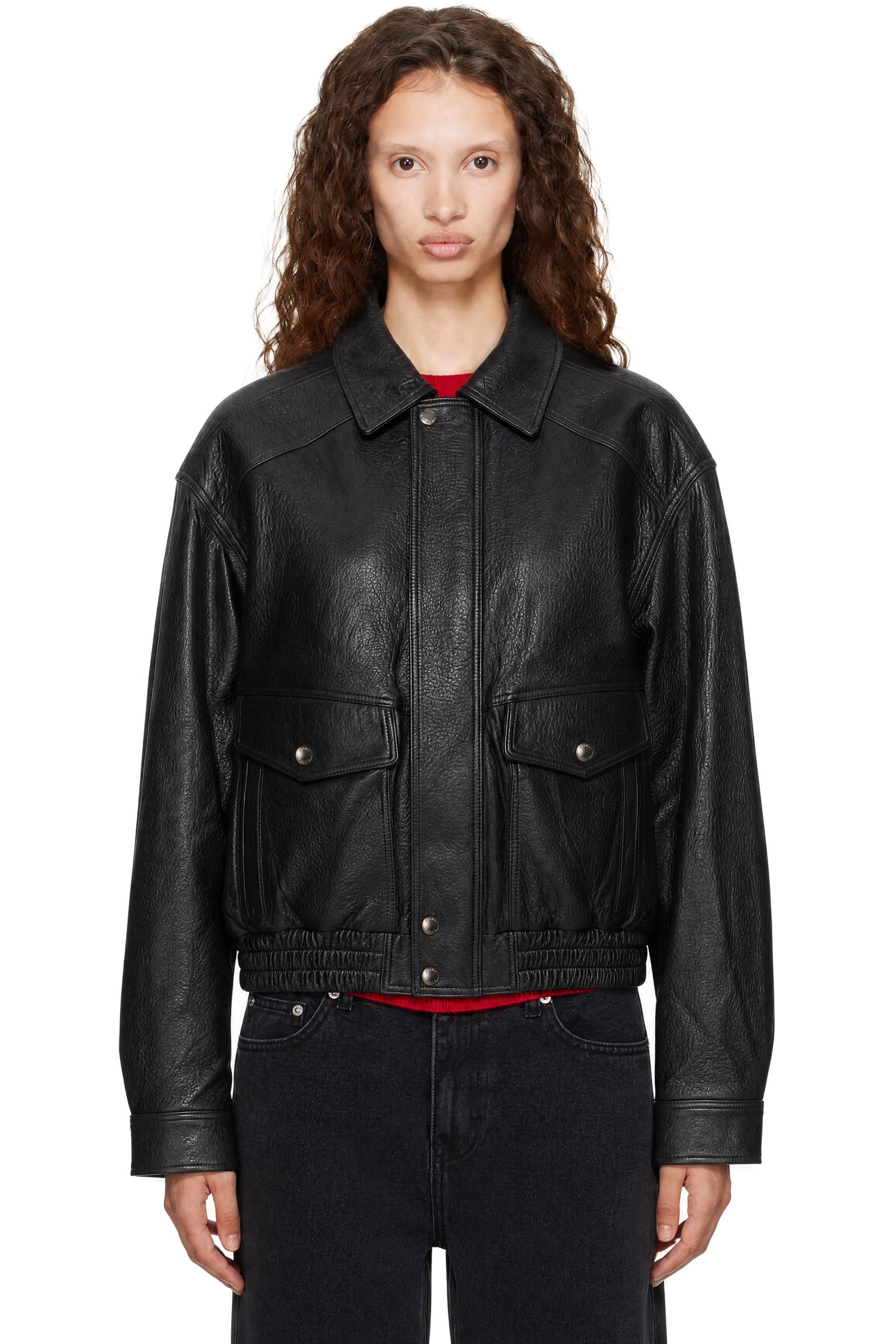 Dunst - Black Oversized Vintage Blouson Leather Jacket