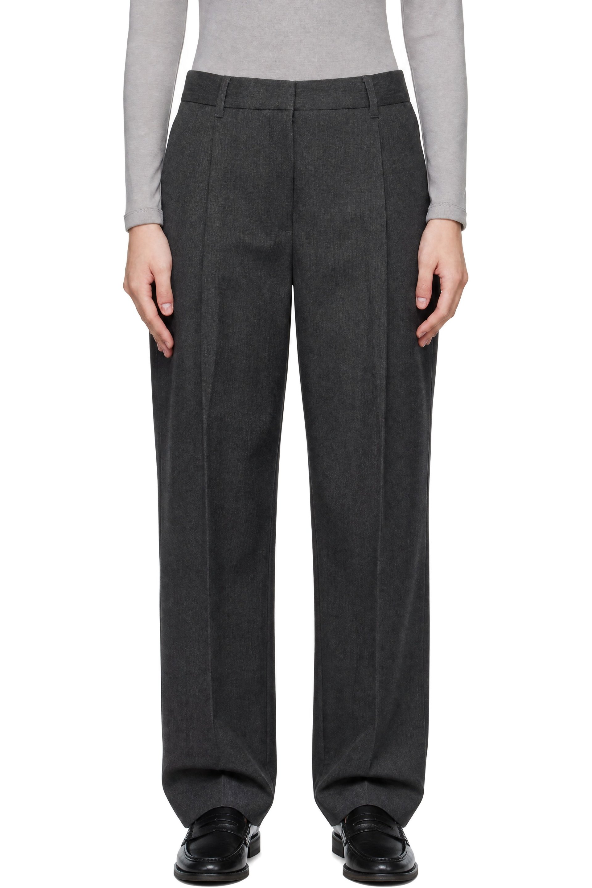 Dunst - Gray Pleated Semi-Wide Trousers