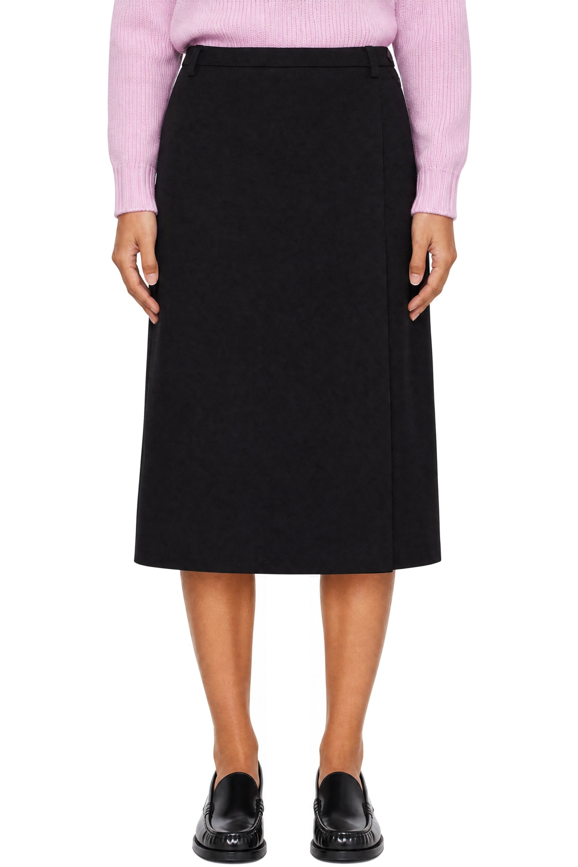Dunst - Black Pleats Wrap Midi Skirt