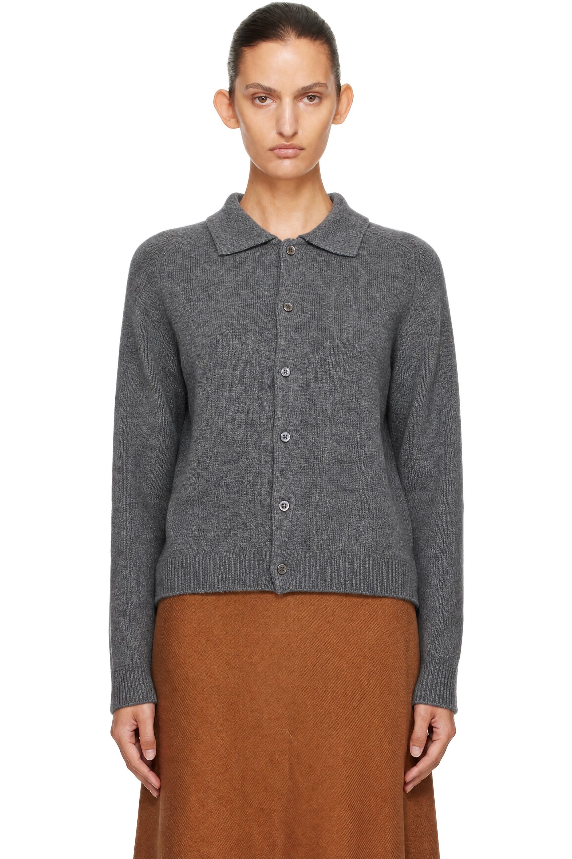 Dunst - Gray Collared Knit Cardigan