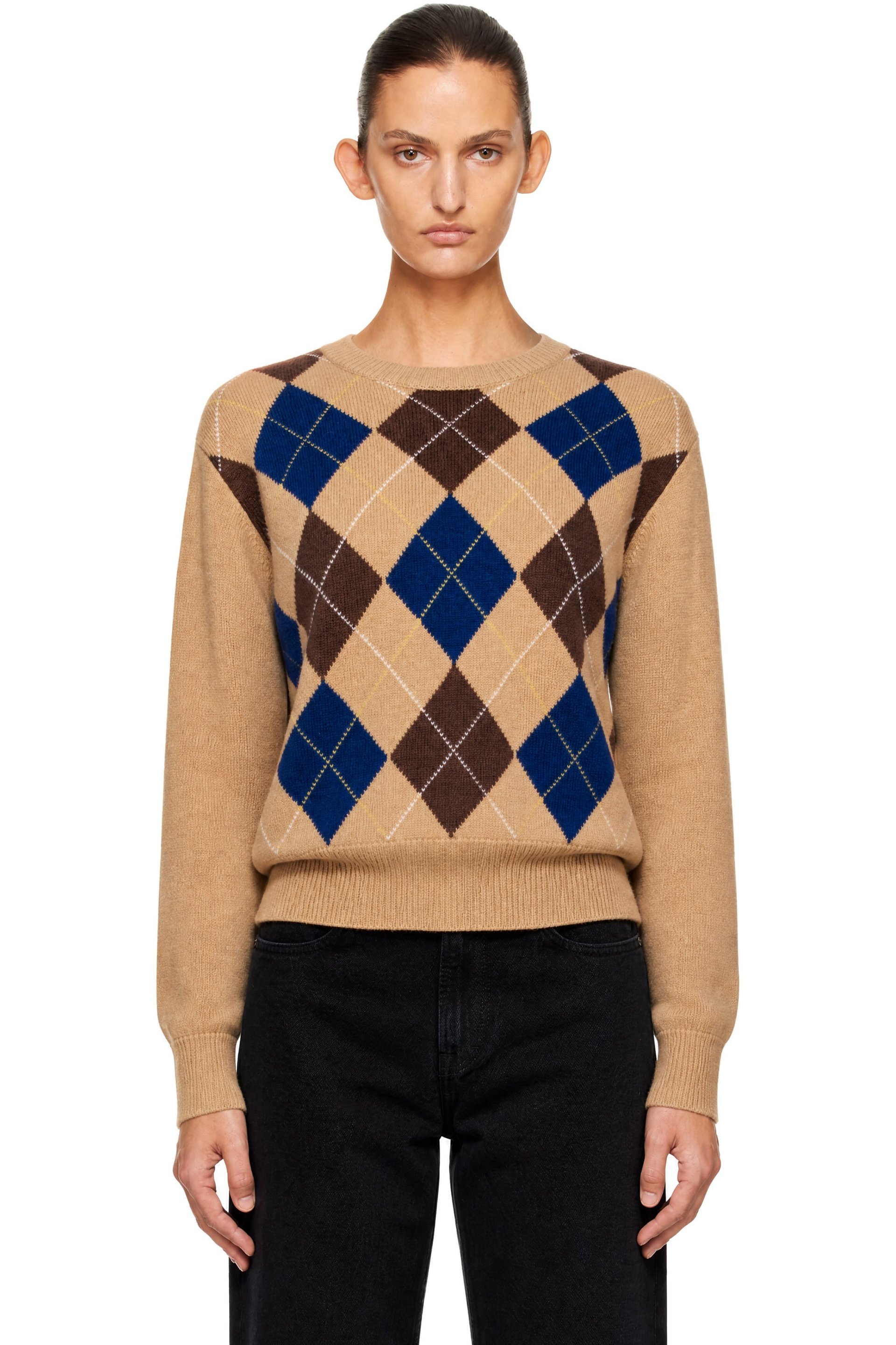 Dunst - Beige Argyle Crewneck Sweater