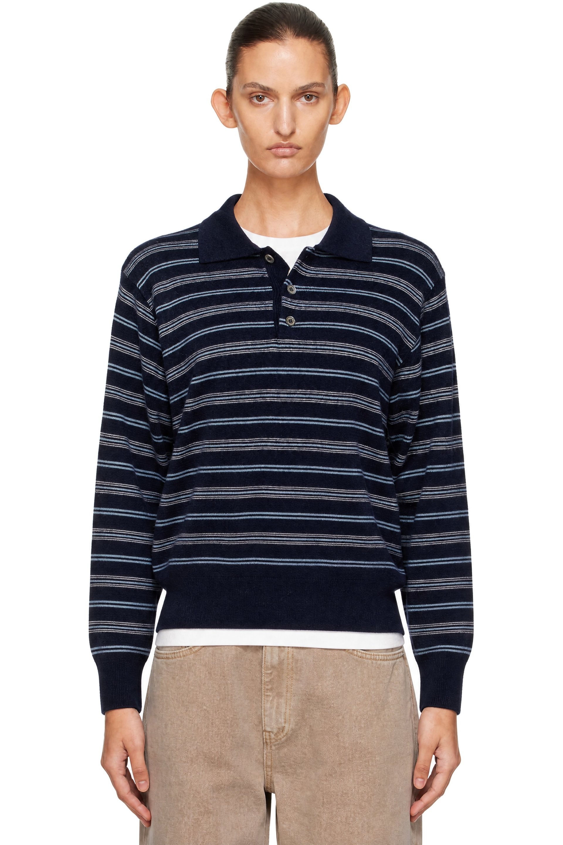 Dunst - Navy Collared Striped Sweater