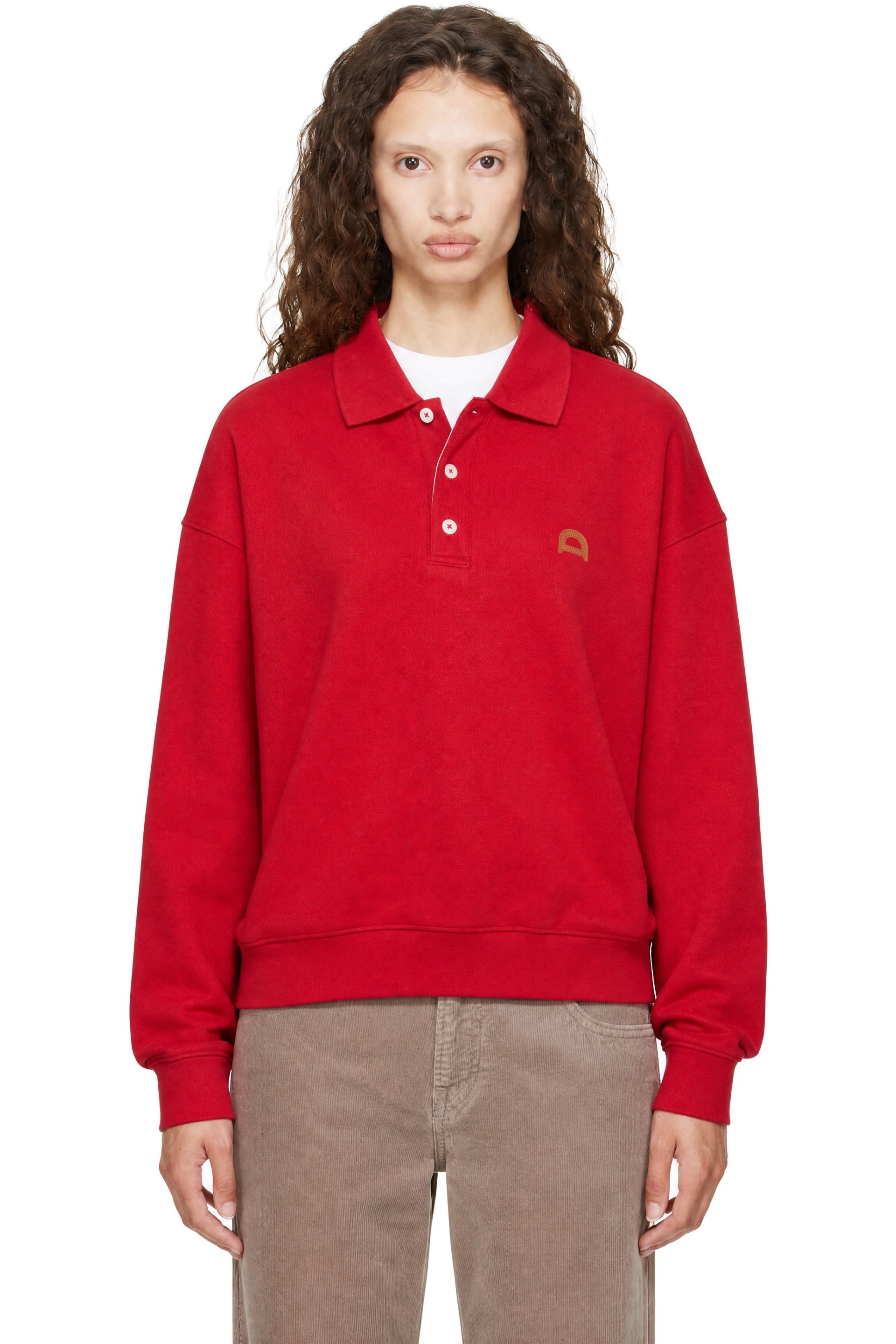 Dunst - Red Leather Logo Collared Polo