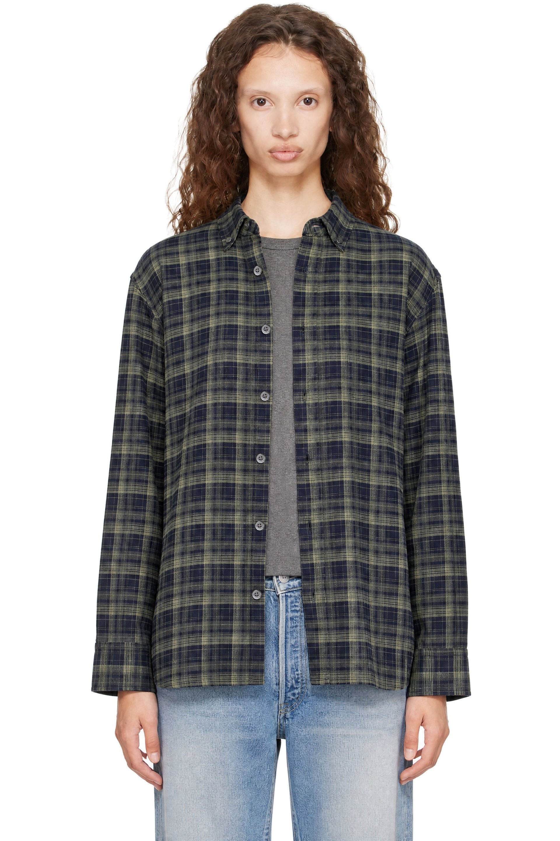 Dunst - Navy Checked Flannel BD Shirt