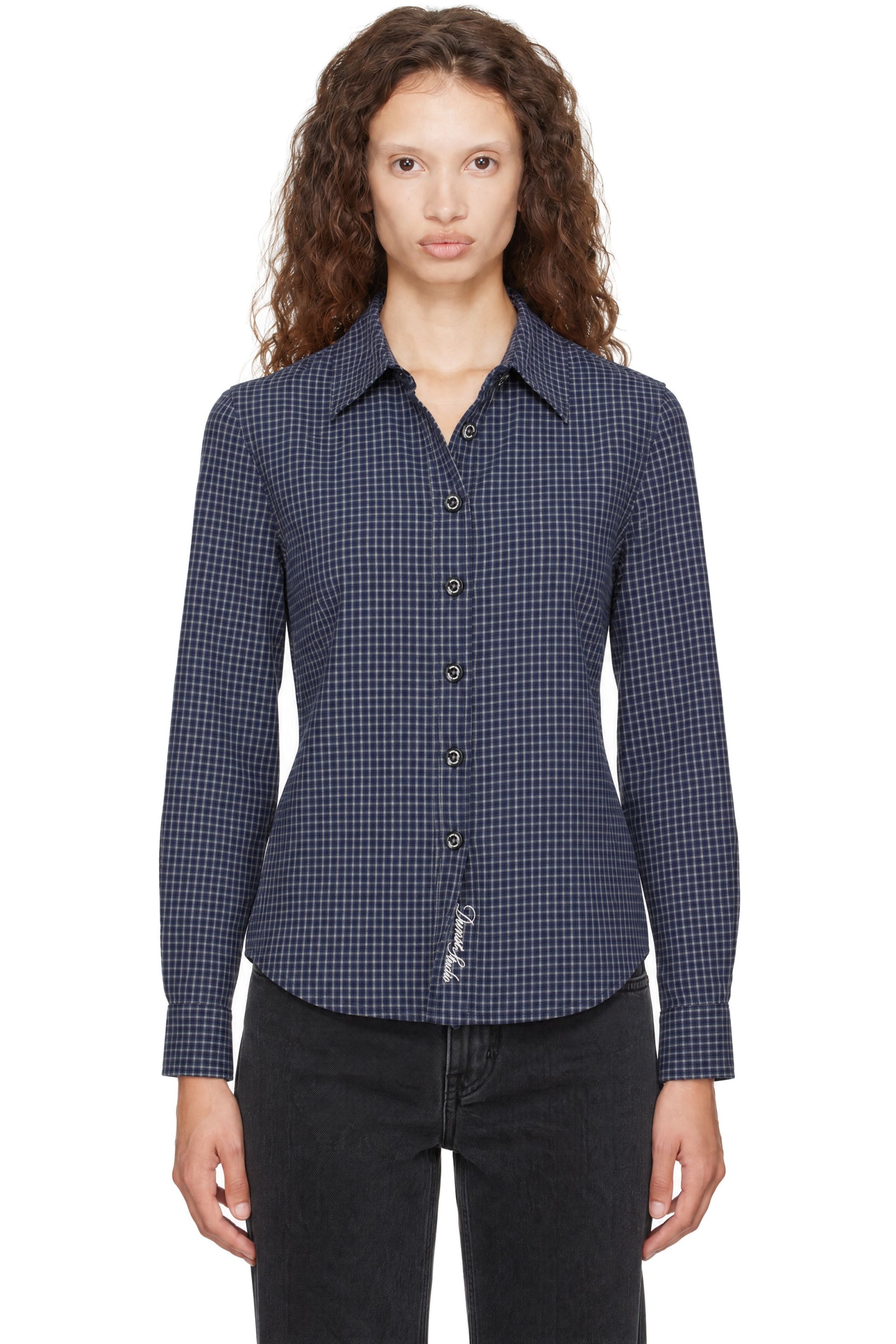 Dunst - Navy Essential Slim Checked Shirt