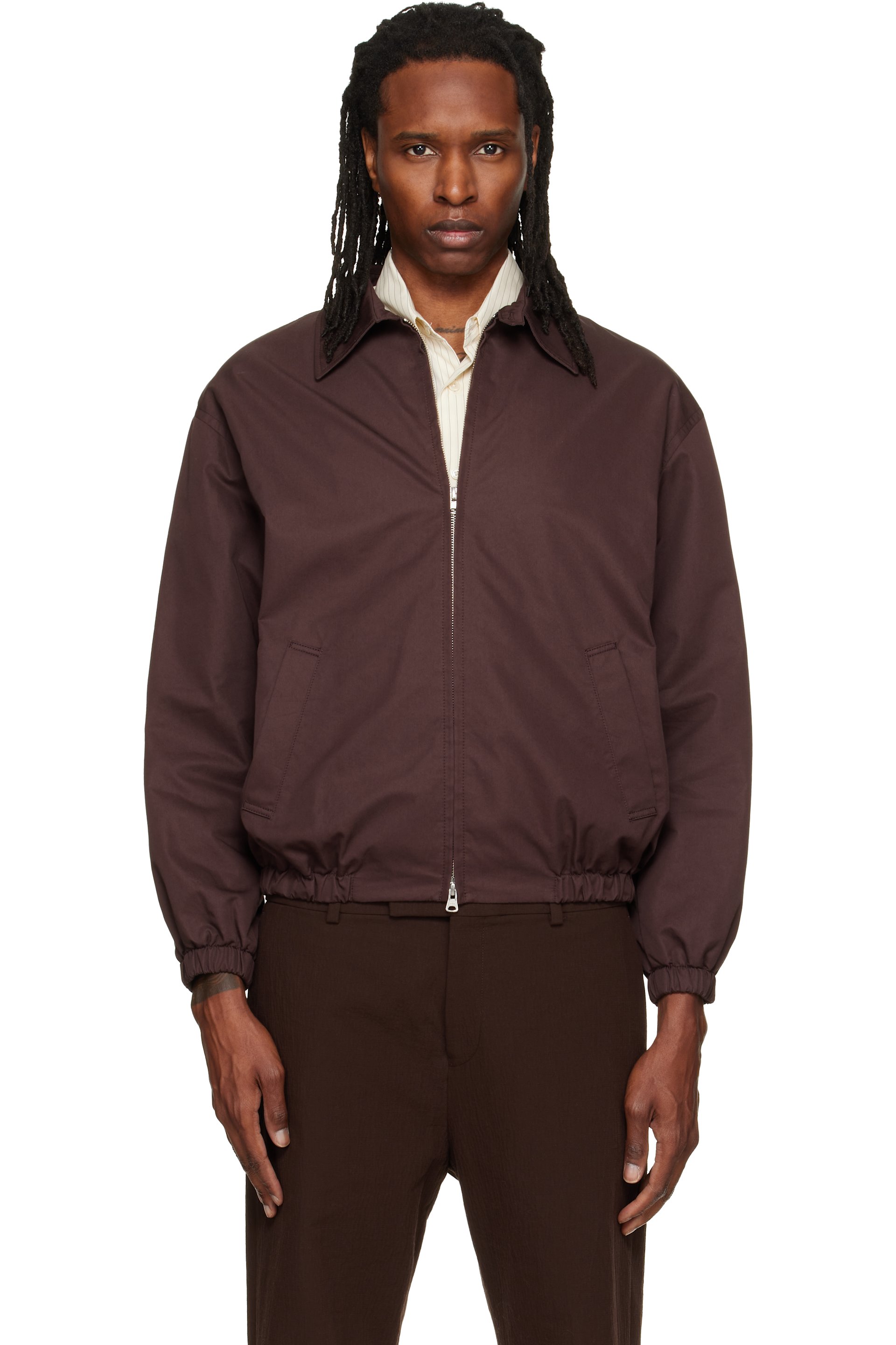 Dunst - Blouson brun à col classique