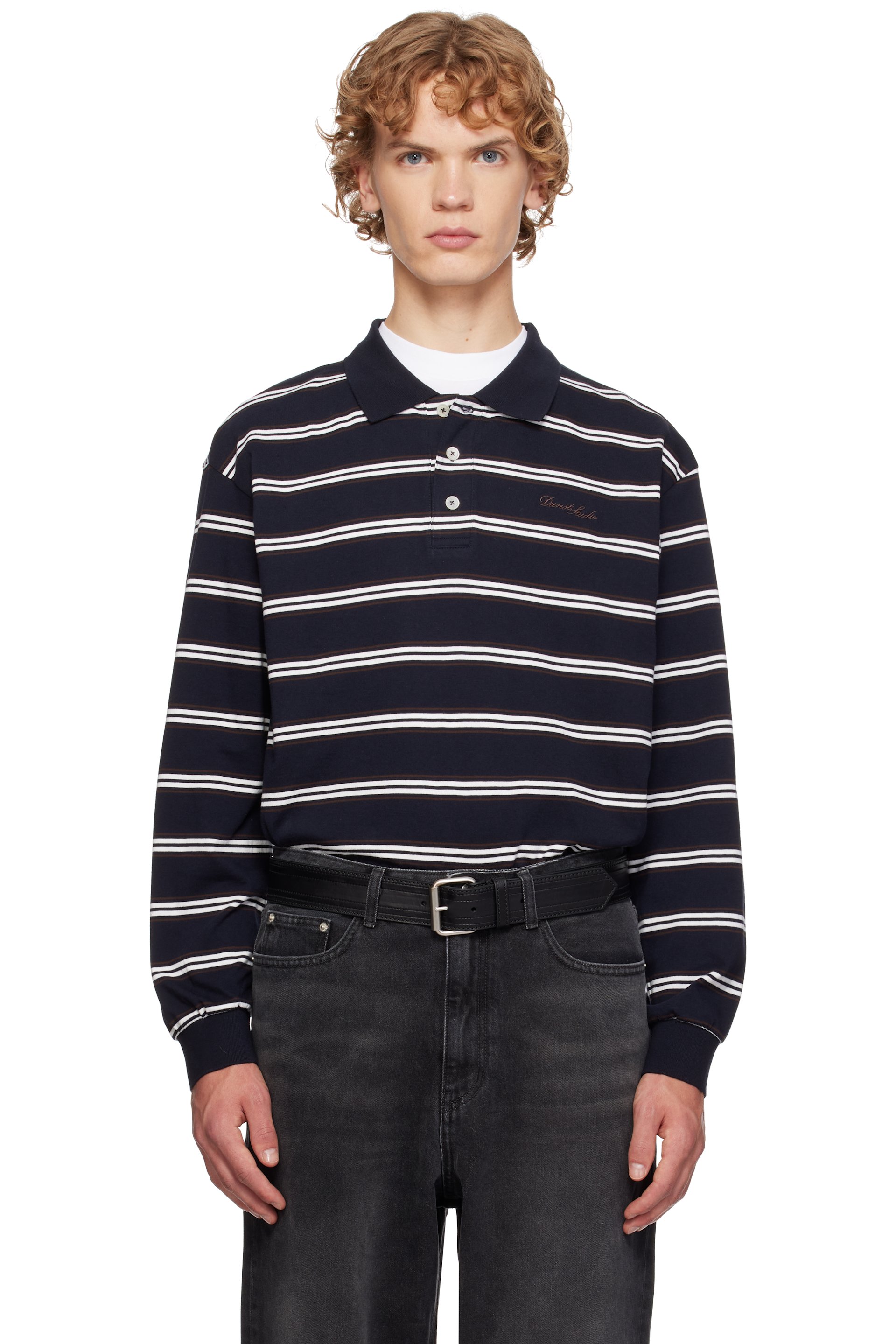 Dunst - Navy Stripe Collared Polo