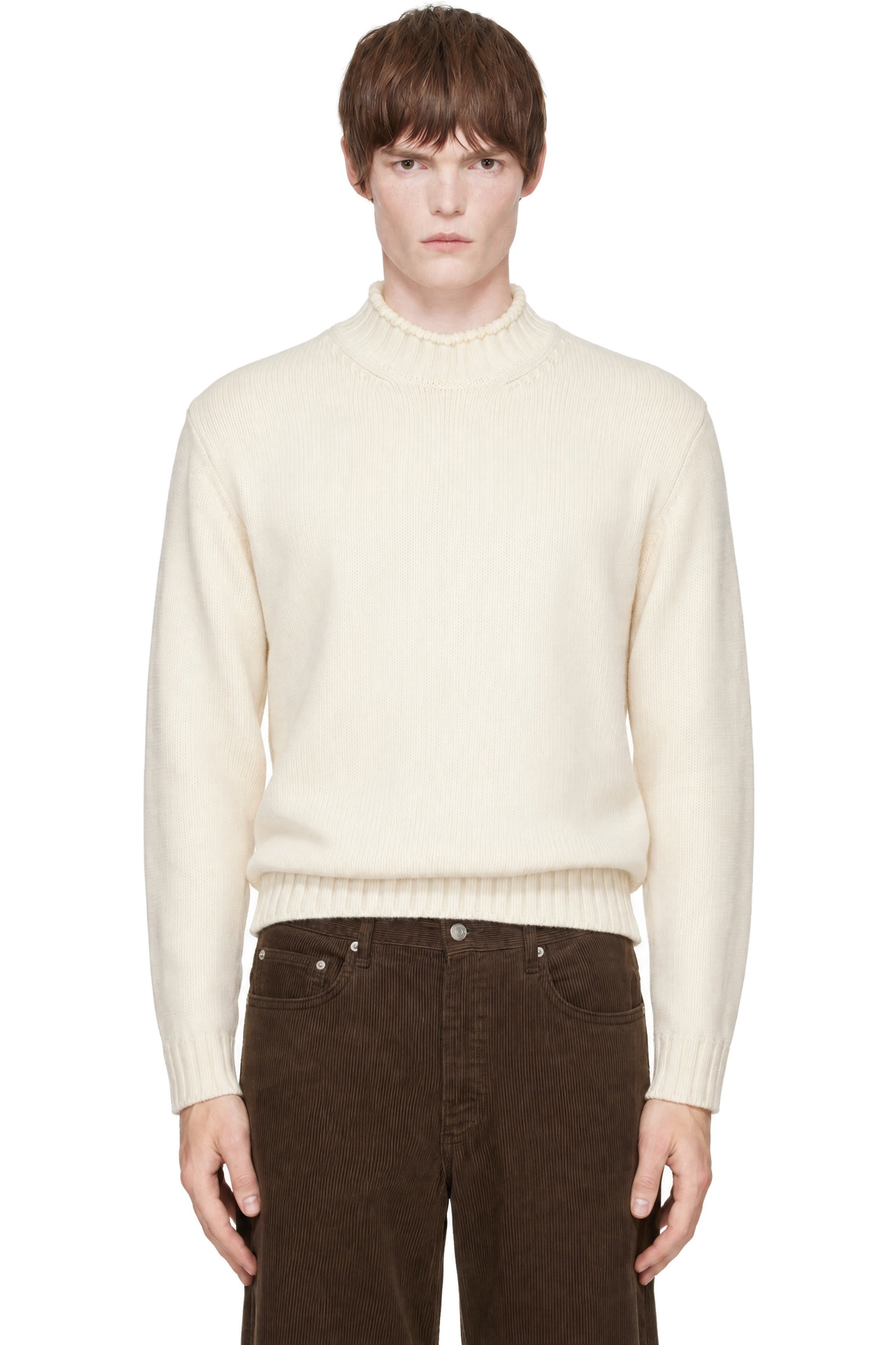 Dunst - Off-White Unisex Chunky Roll Neck Sweater