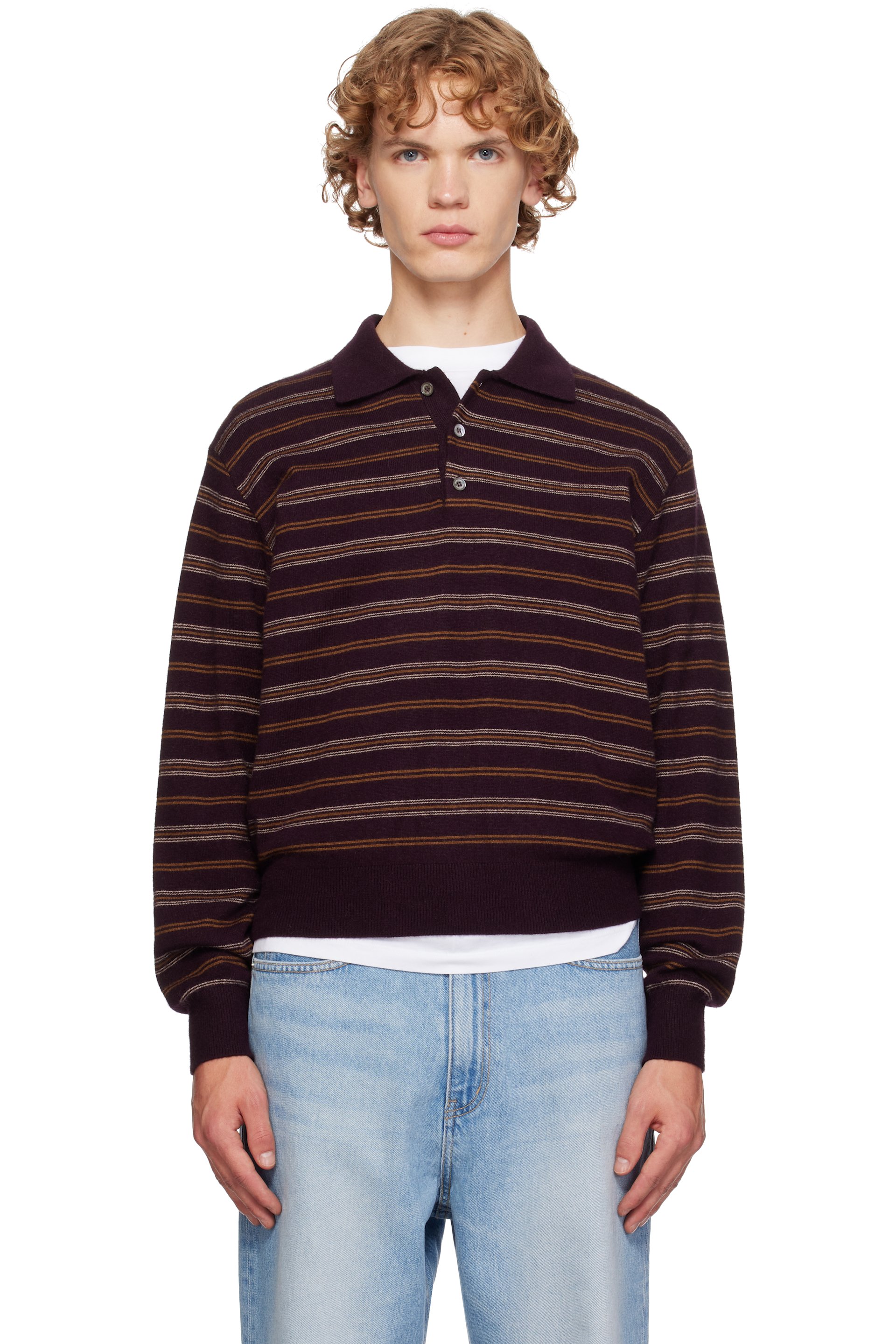 Dunst - Brown Collared Striped Polo