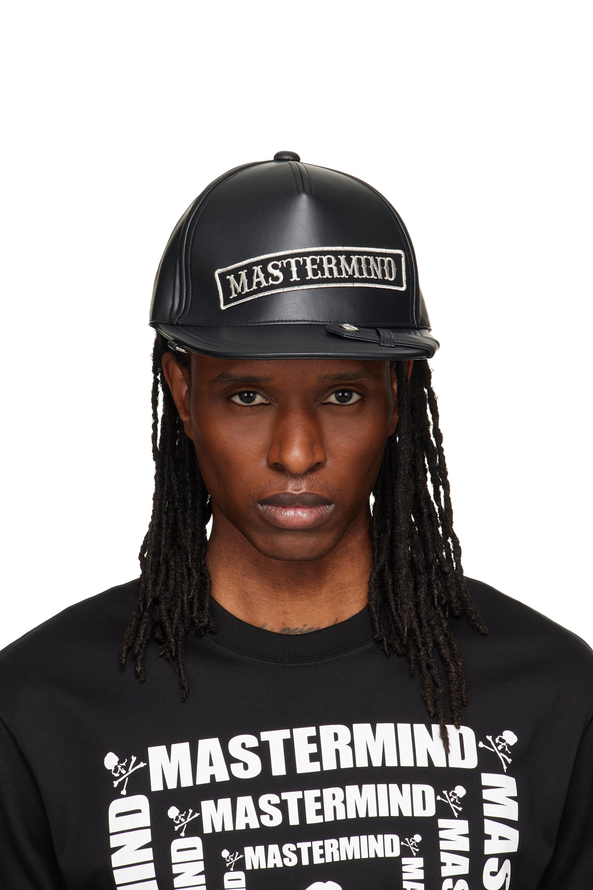 MASTERMIND WORLD - Black Faux-Leather Cap