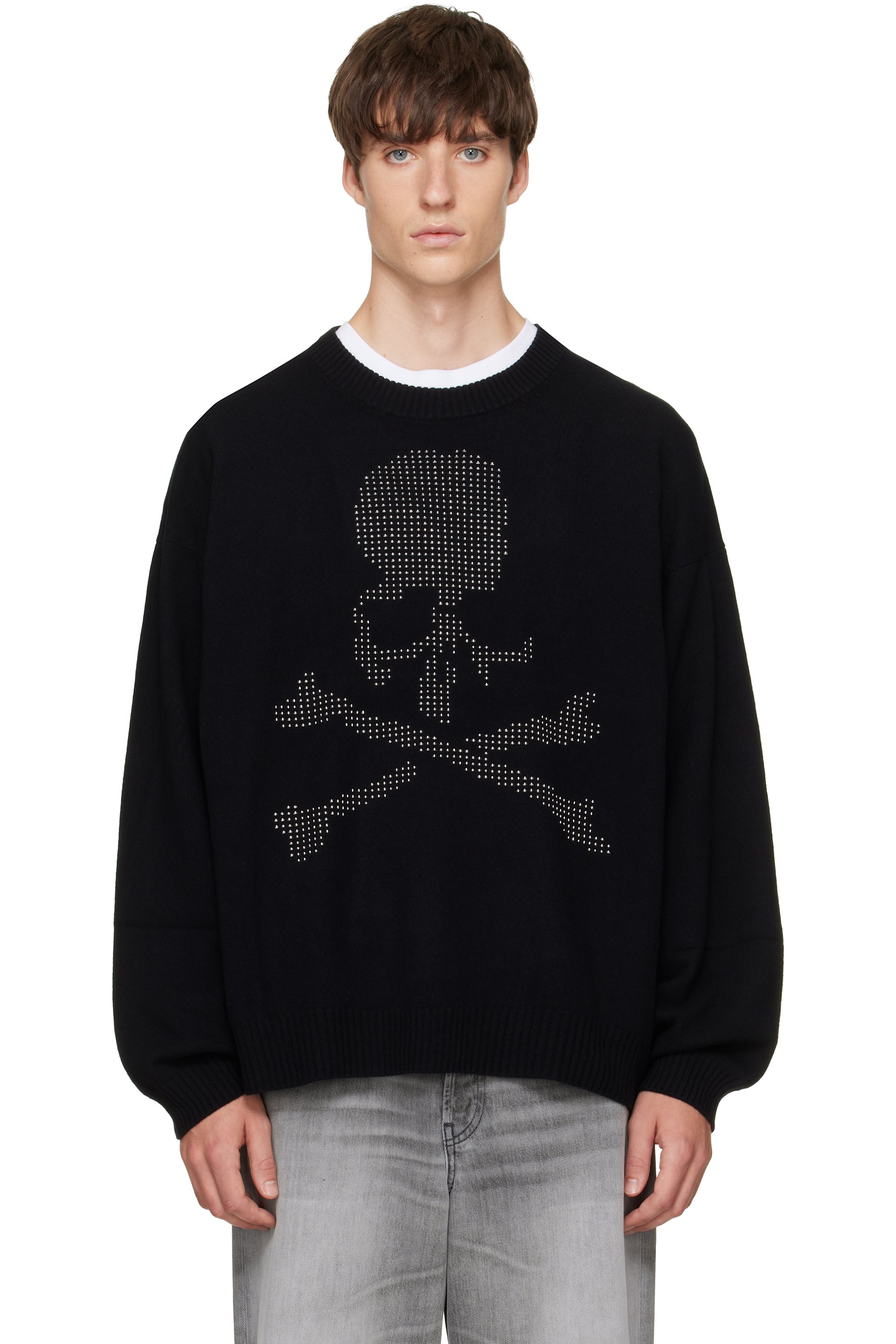 MASTERMIND WORLD - Black Beaded Crewneck Sweater