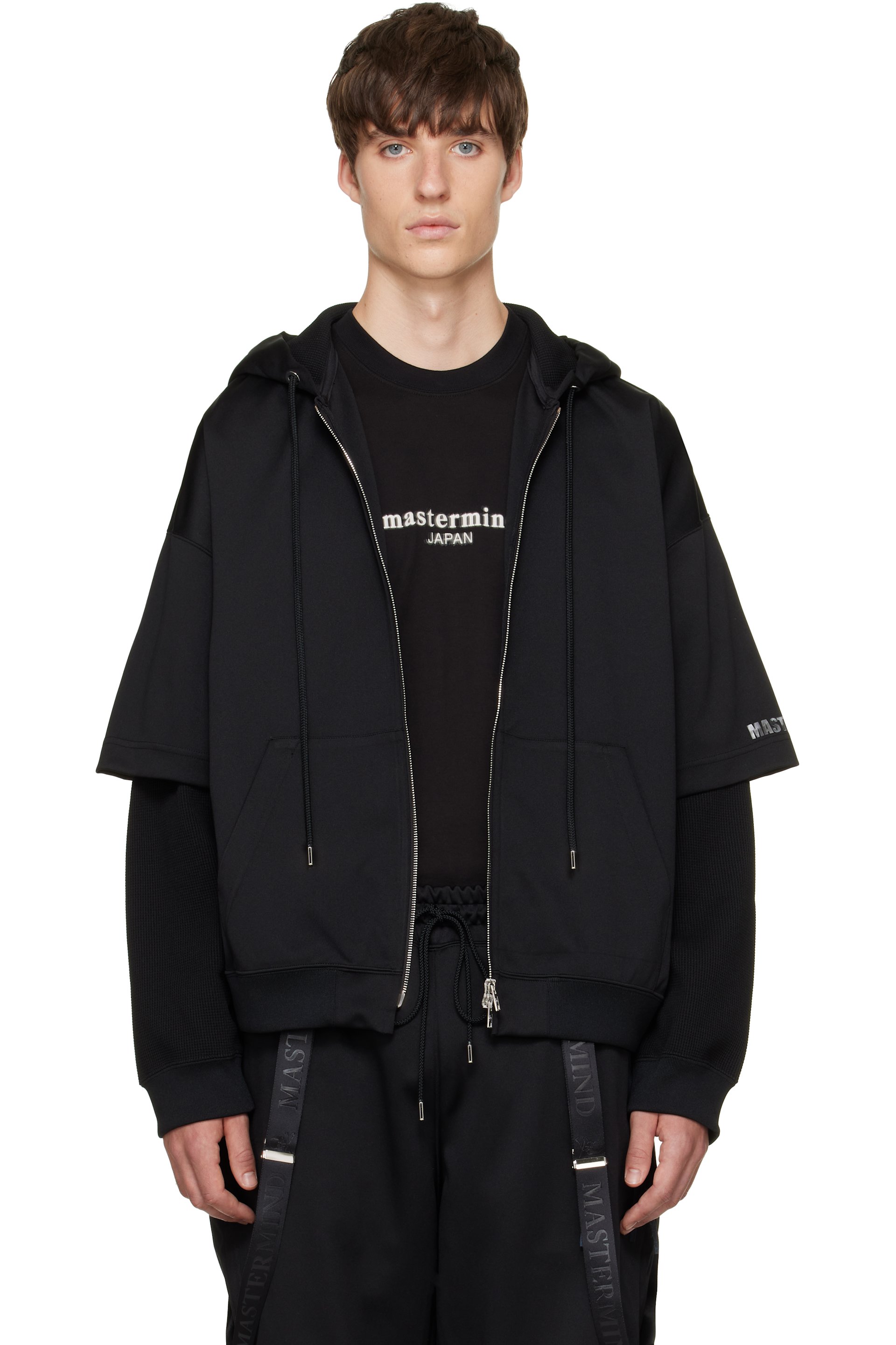 MASTERMIND WORLD - Black Layered Zip-Up Hoodie