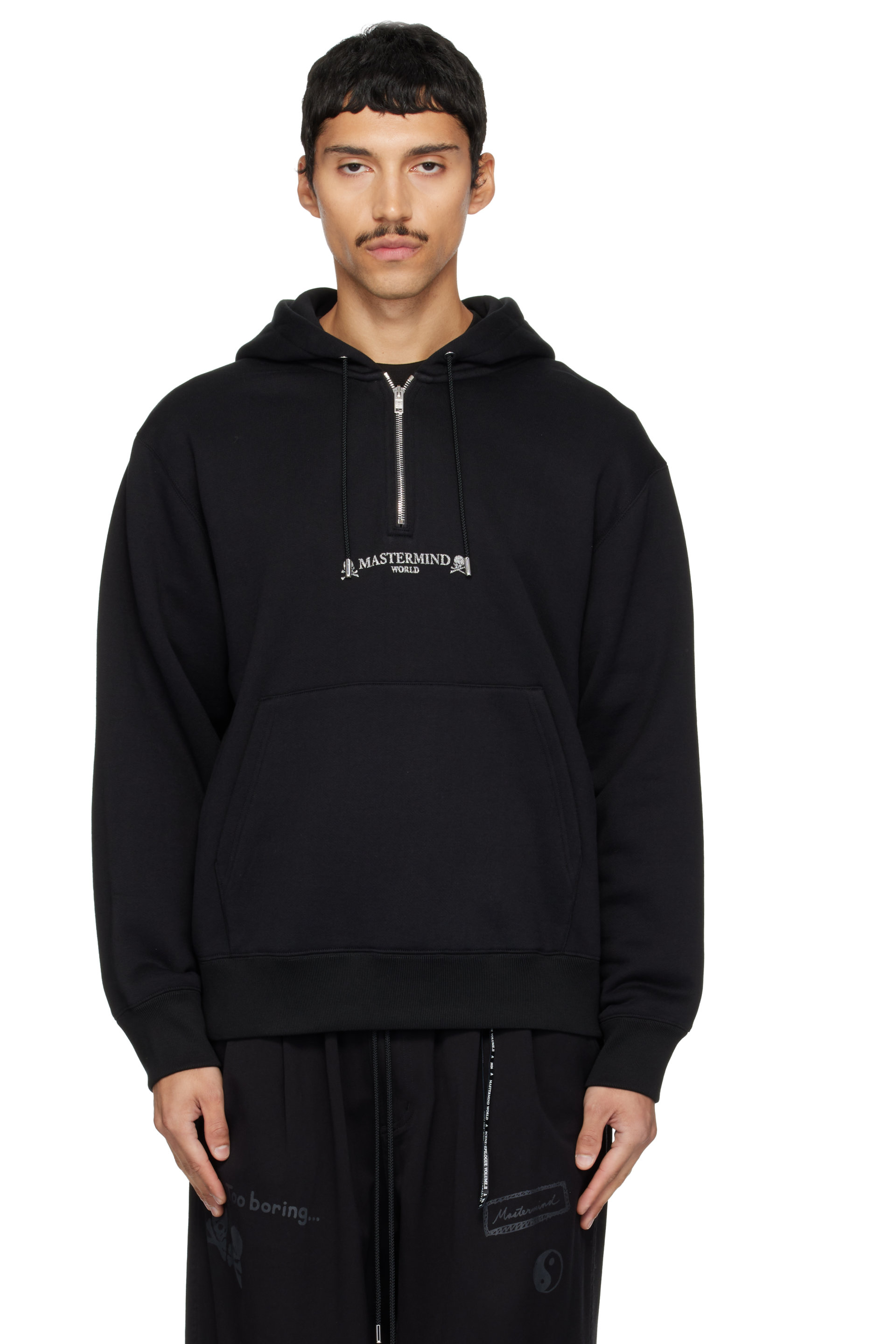 MASTERMIND WORLD - Black MW Loopwheel Half-Zip Hoodie