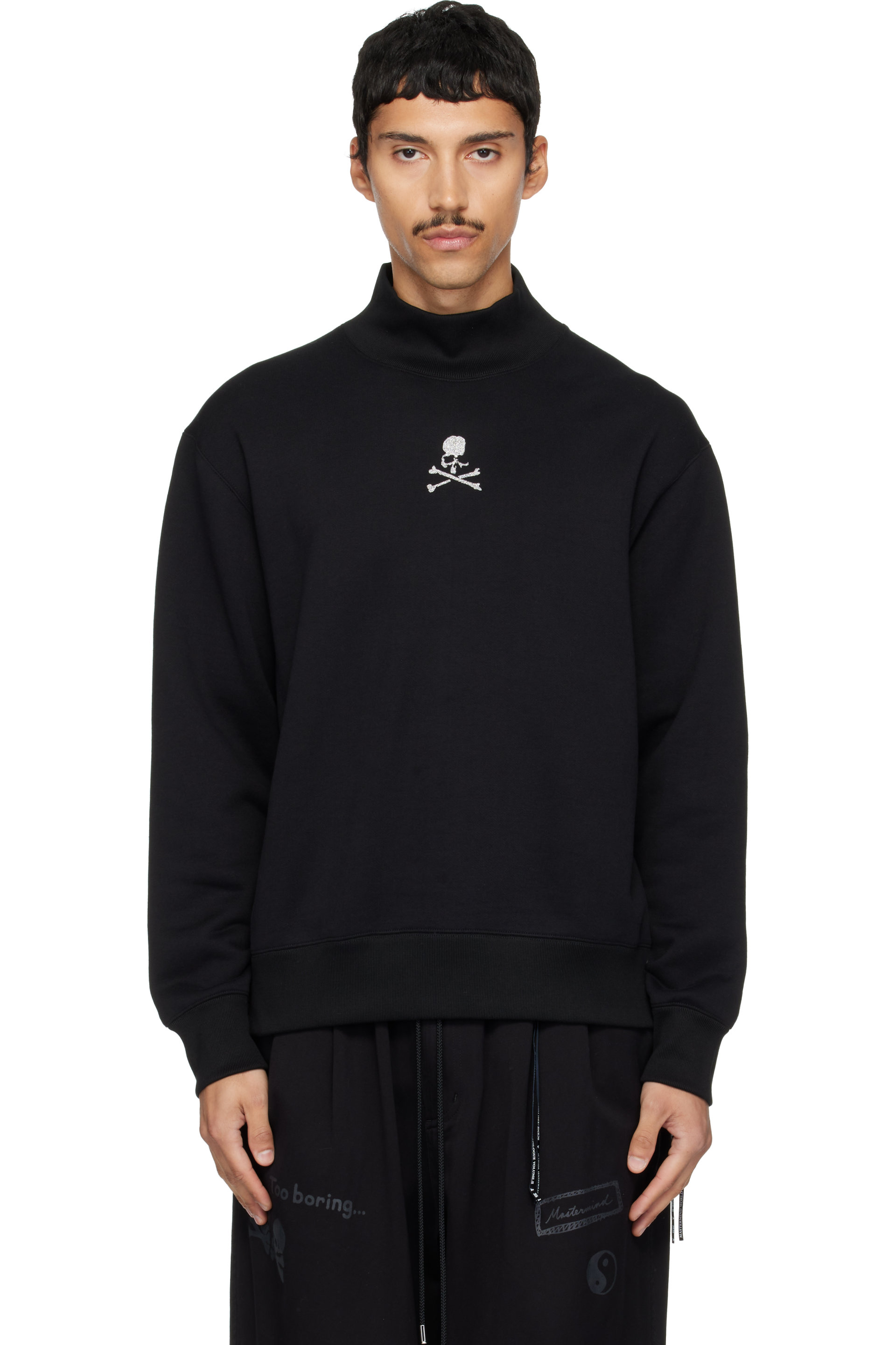 MASTERMIND WORLD - Black Loopwheel Mockneck Sweatshirt