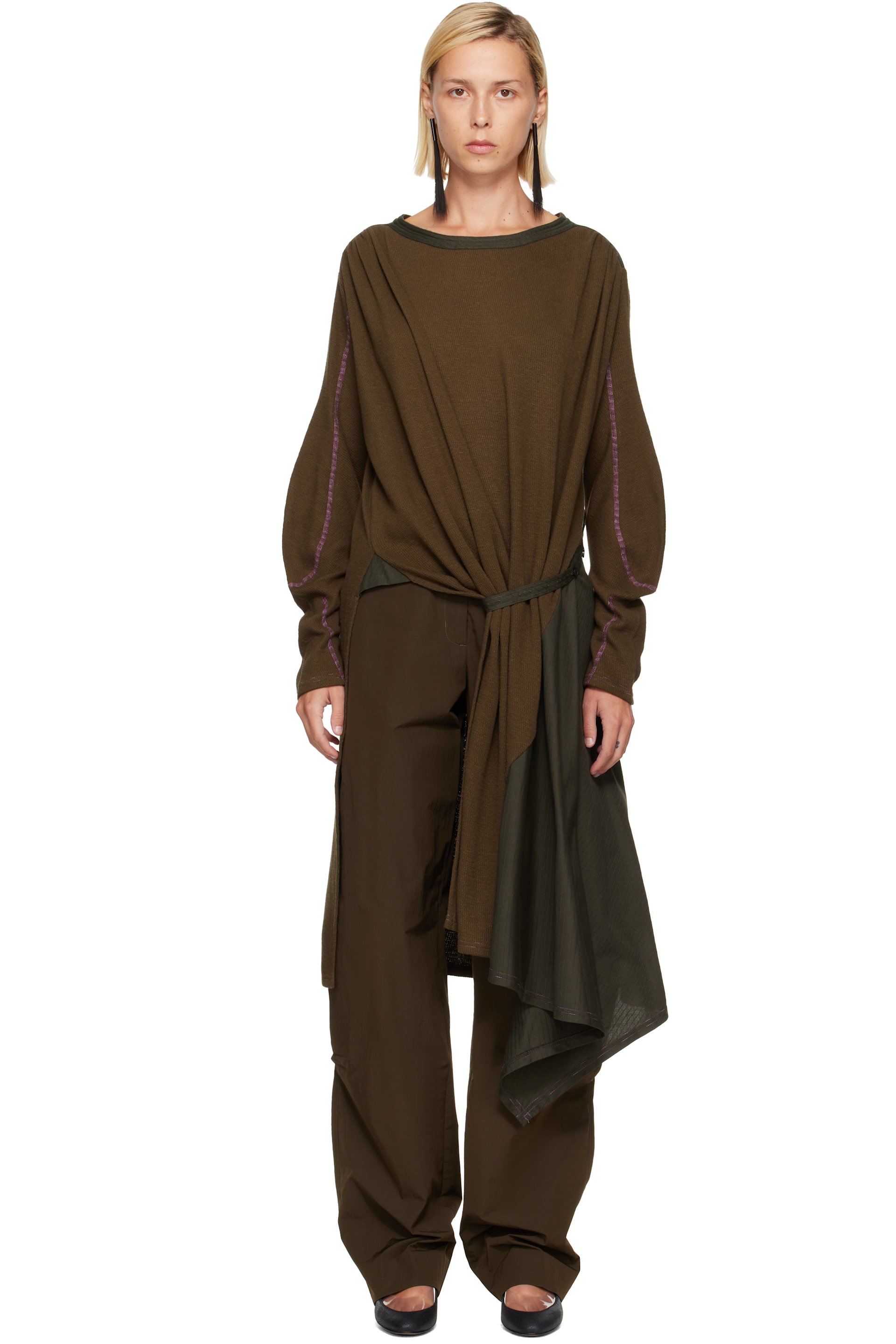 Kiko Kostadinov - Khaki Eider Godet Minidress