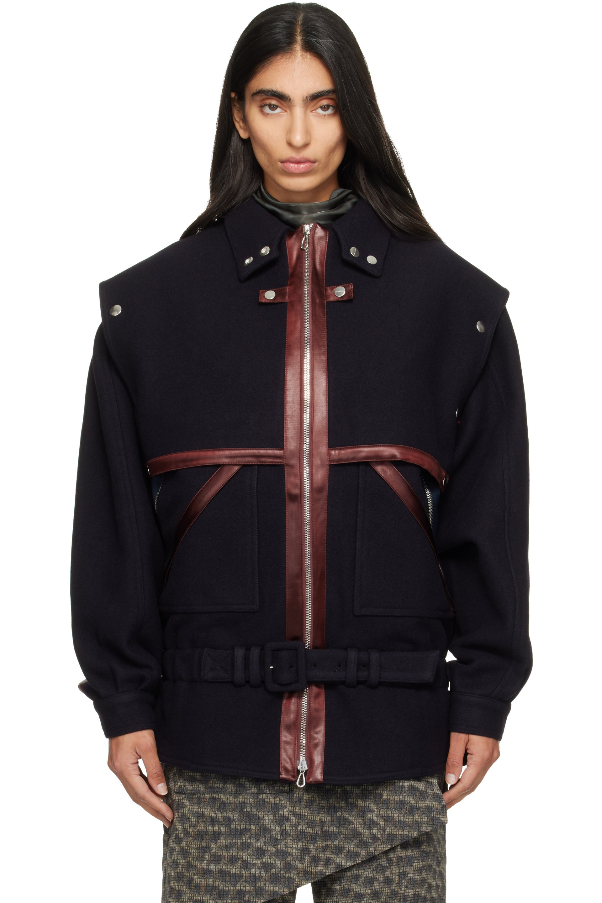 Kiko Kostadinov - Navy Heron Belted Jacket