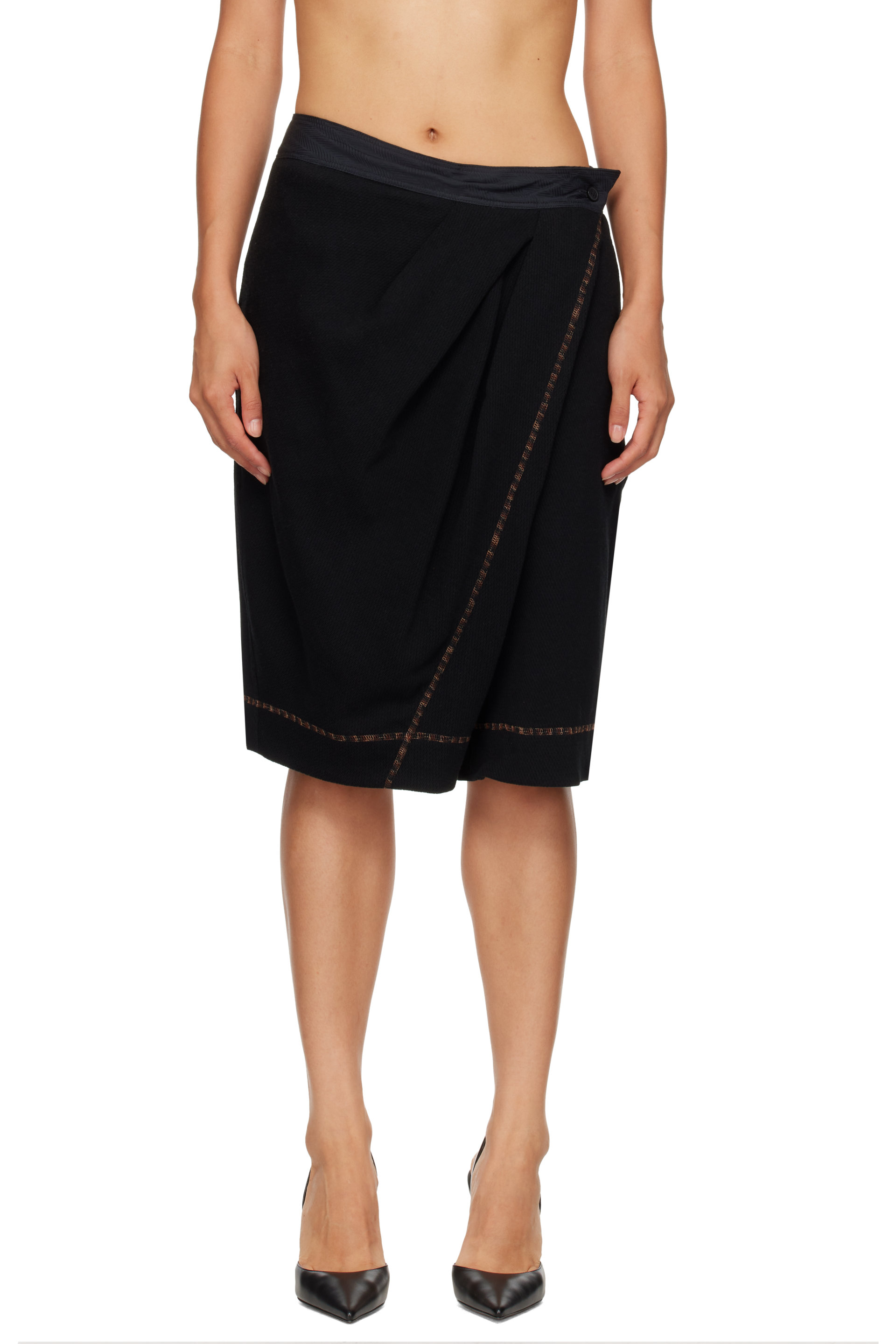 Kiko Kostadinov - Black Petrel Draped Culottes Shorts