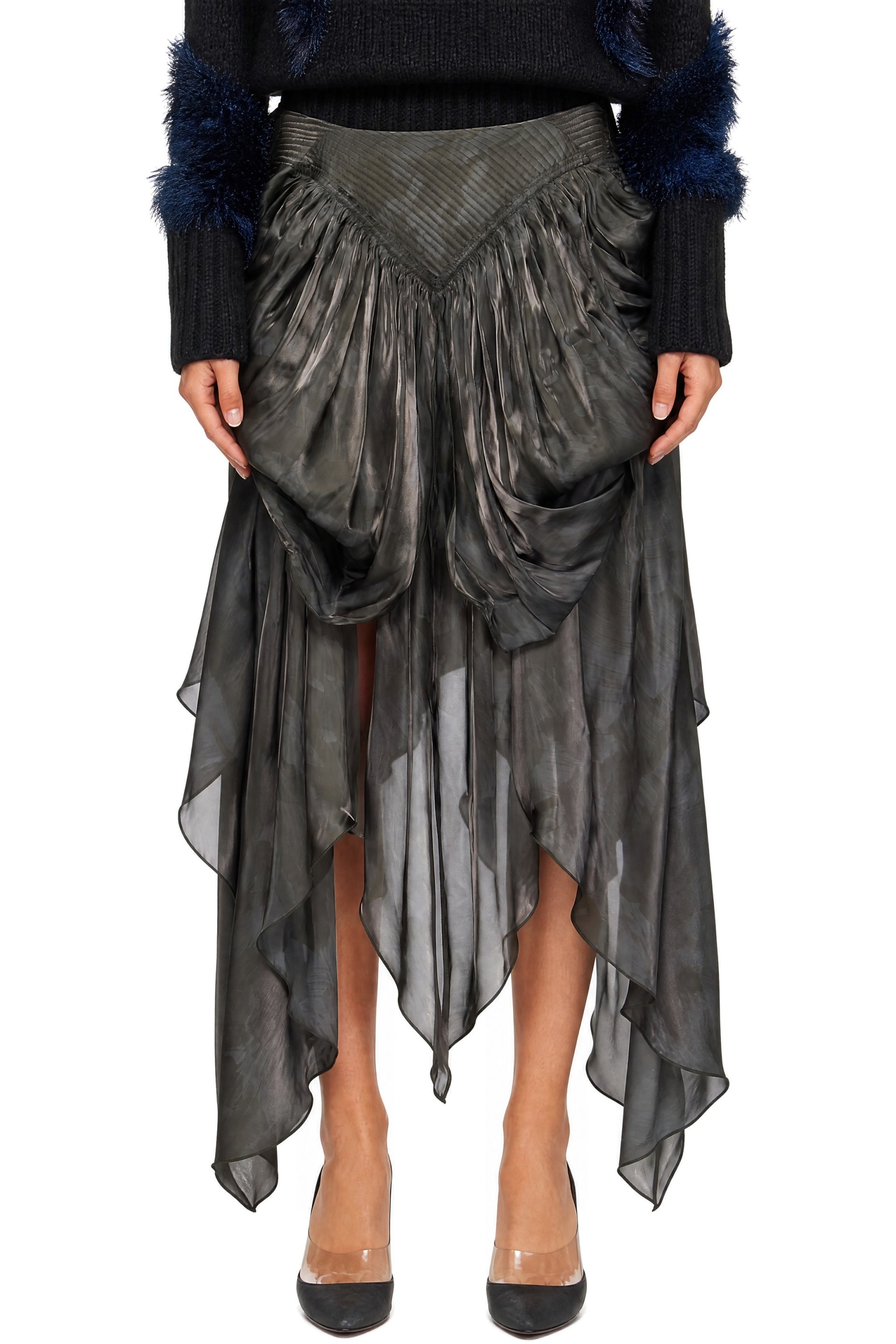 Kiko Kostadinov - Khaki Oriole Drape Midi Skirt
