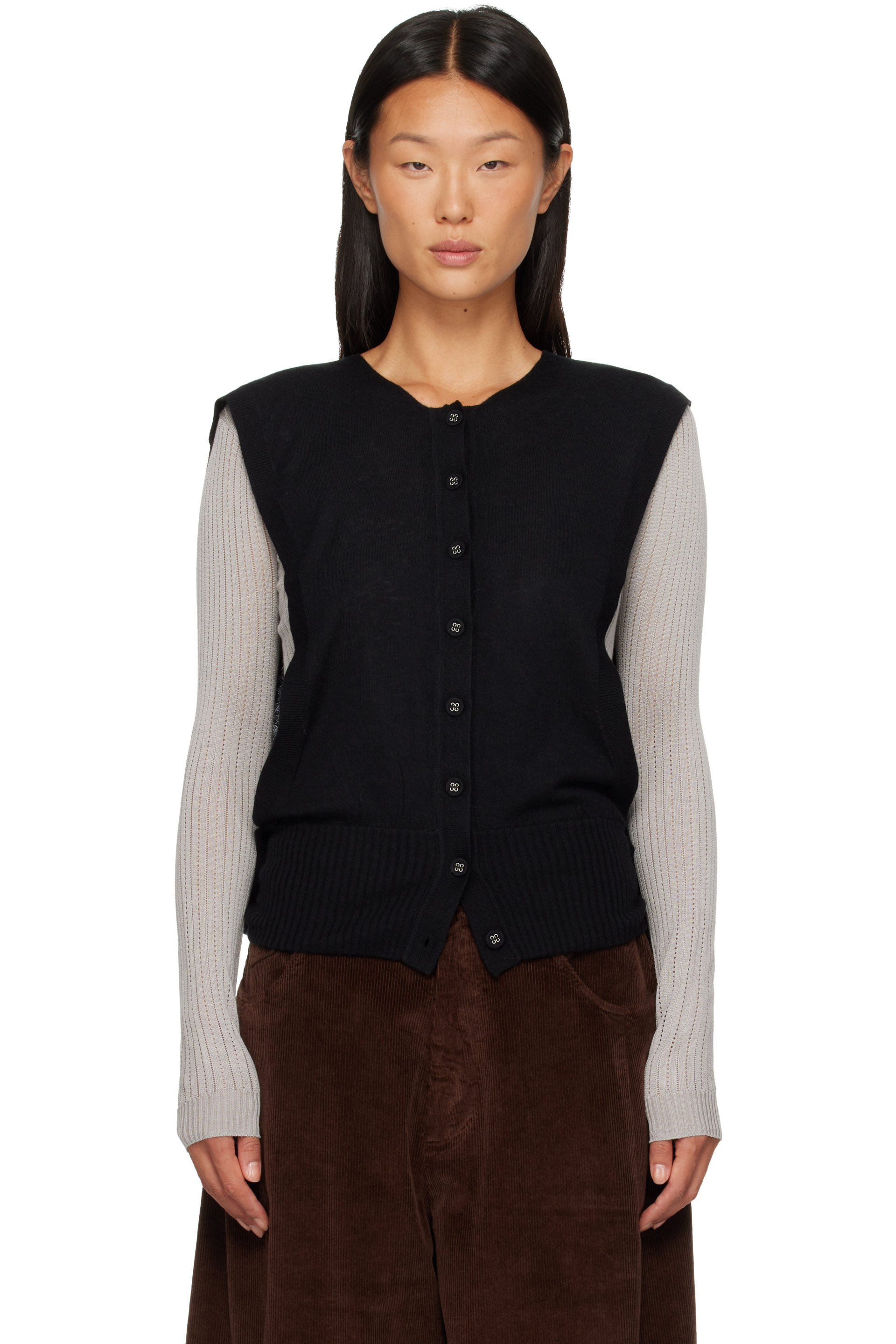 Kiko Kostadinov - Black & Gray Guillemot Cocoon Cardigan