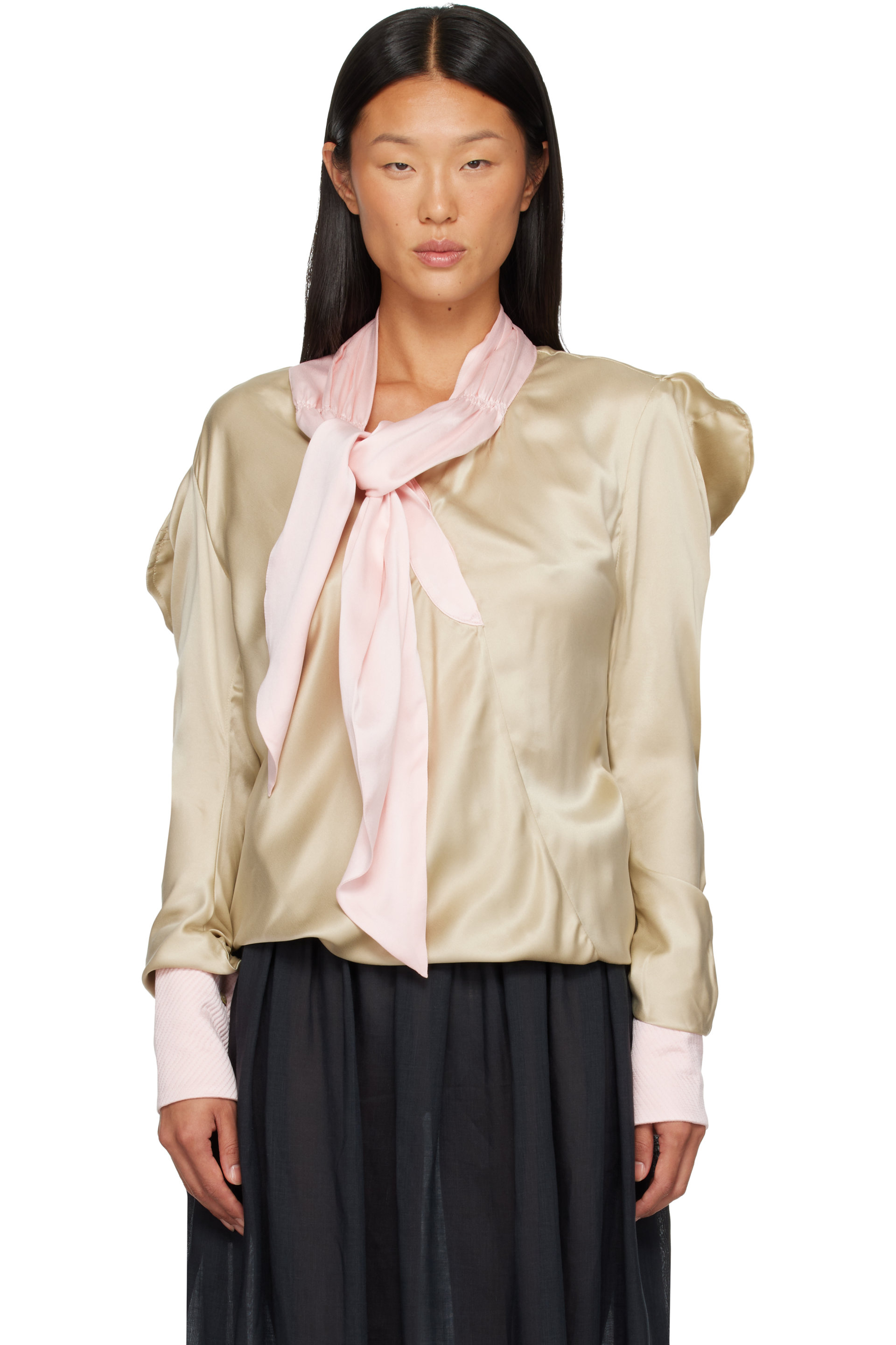 Kiko Kostadinov - Beige & Pink Evelyn Blouse