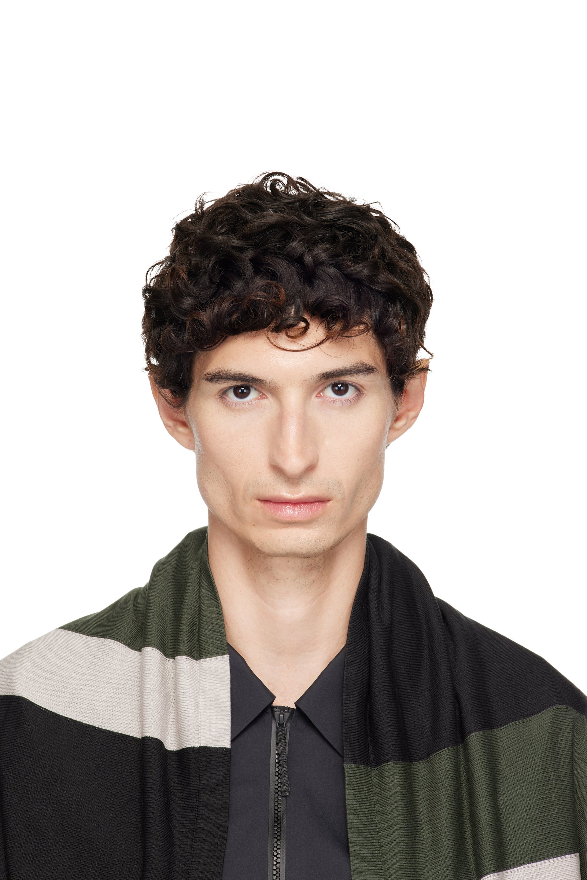 Kiko Kostadinov - Black & Khaki Sigo Wide Knit Scarf