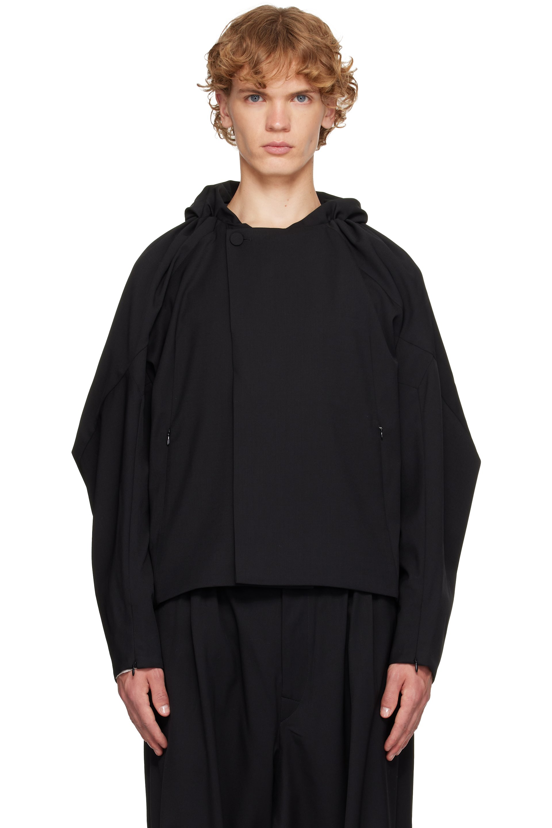 Kiko Kostadinov - Black Helmond Gathered Blouson Jacket