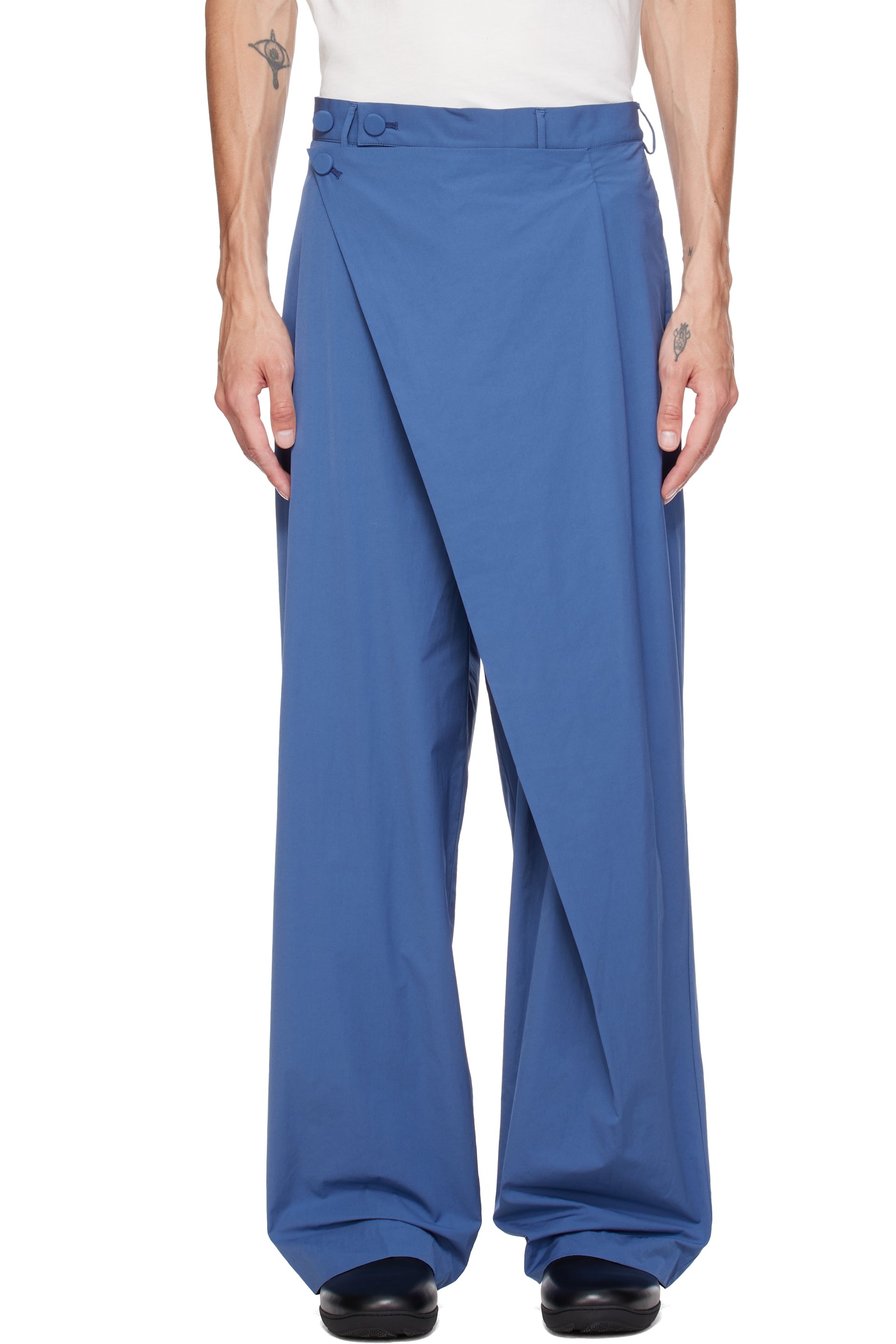 Kiko Kostadinov - Blue Kippel Wrap Trousers