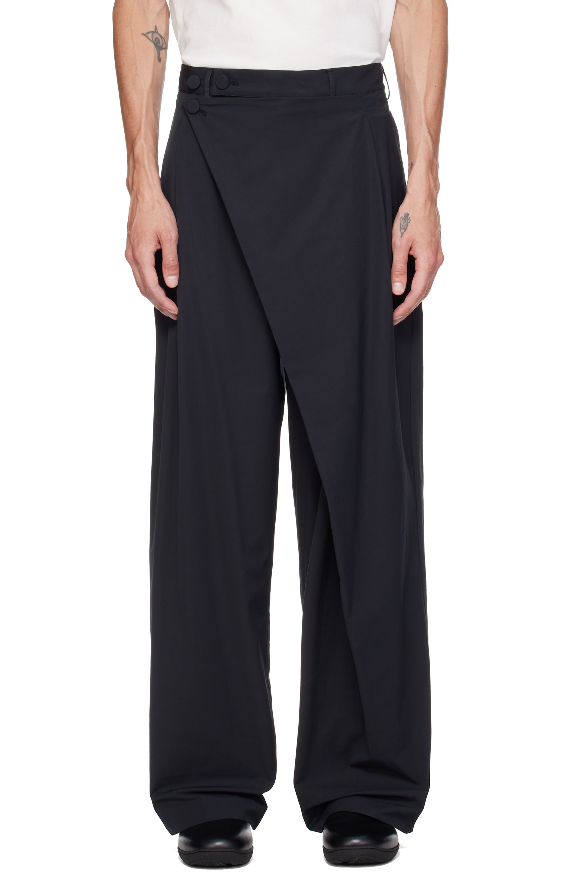 Kiko Kostadinov - Black Kippel Wrap Trousers