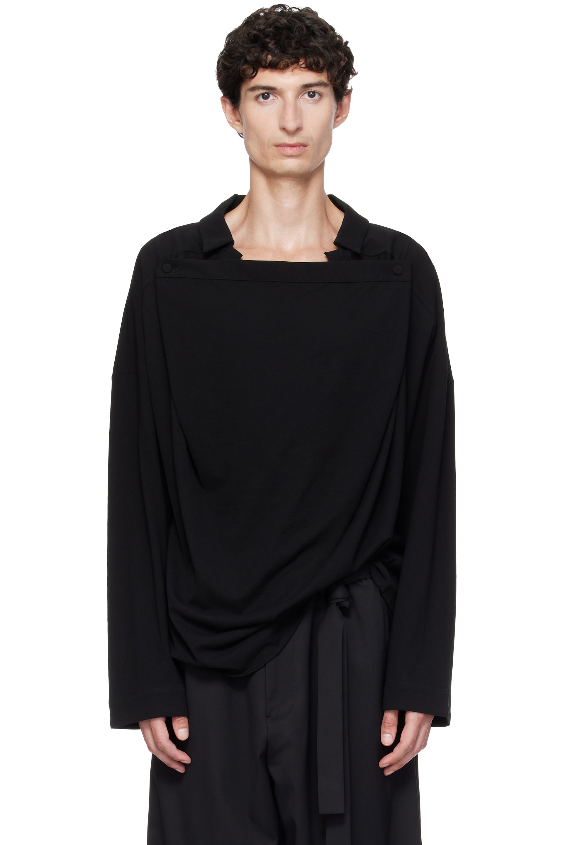 Kiko Kostadinov - 黑色 Iskar Draped 衬衫