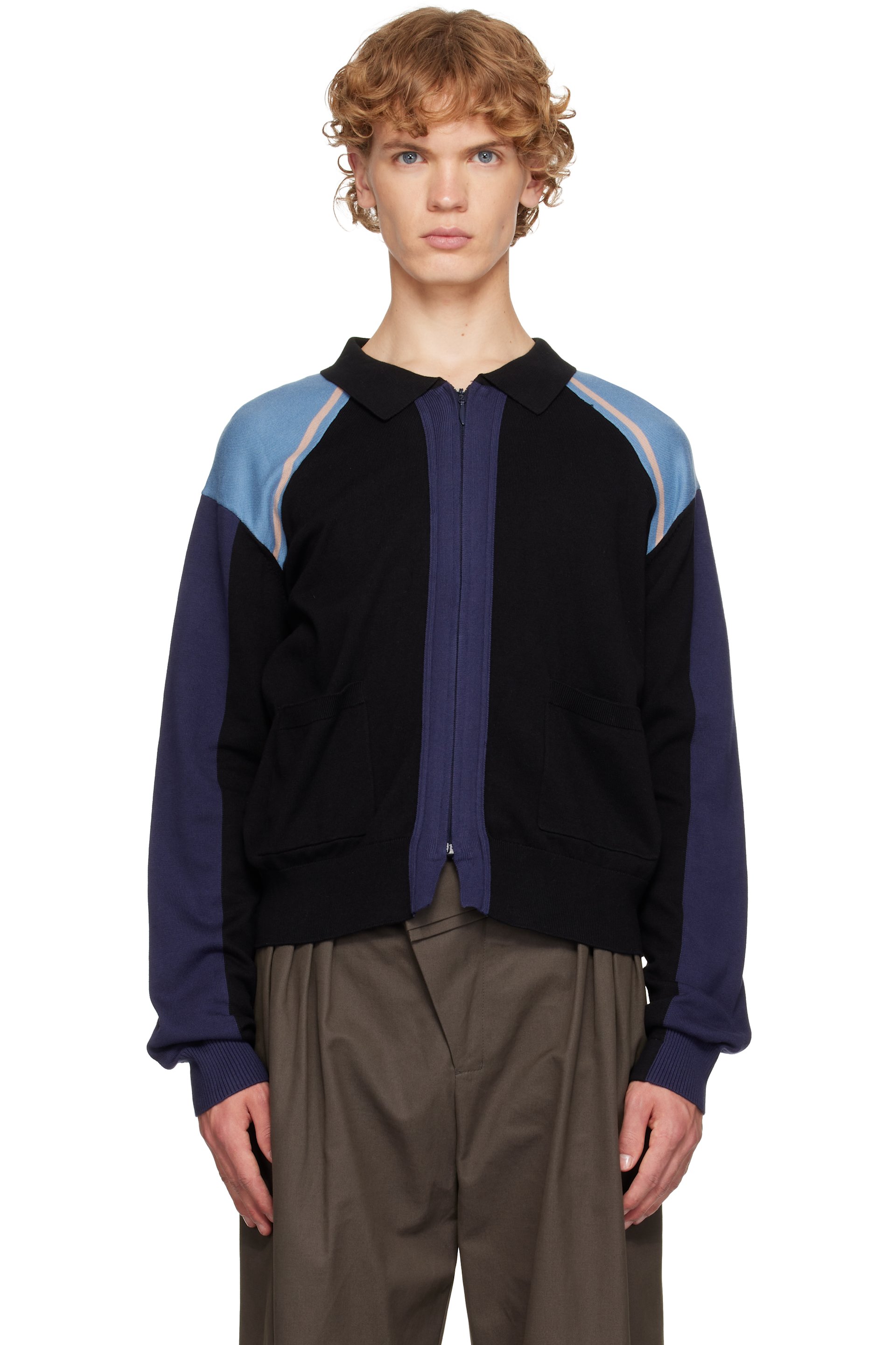 Kiko Kostadinov - Black & Blue Munno Knit Cardigan