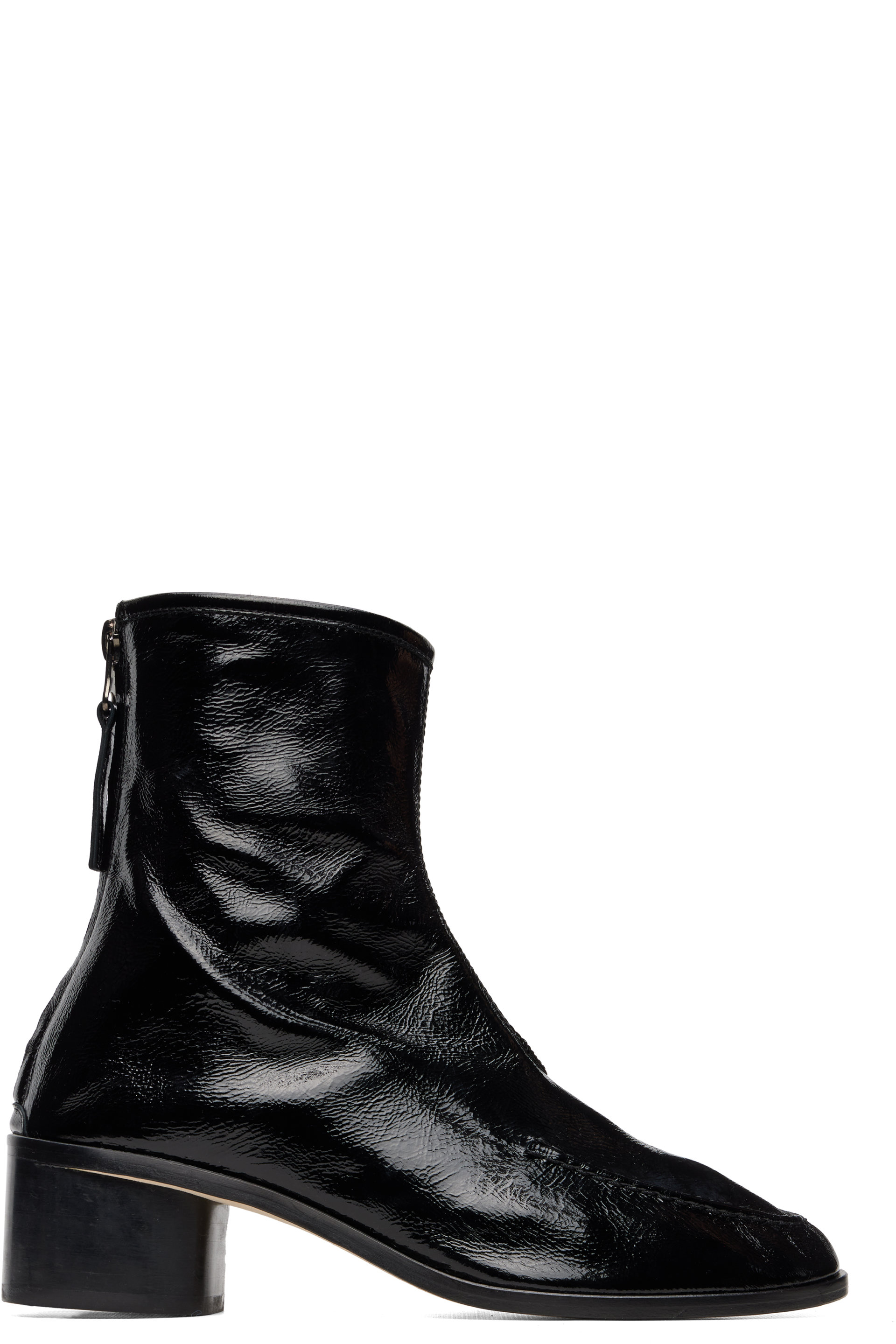 HEREU - Black Juliol Crinkled Glossy Heeled Boots