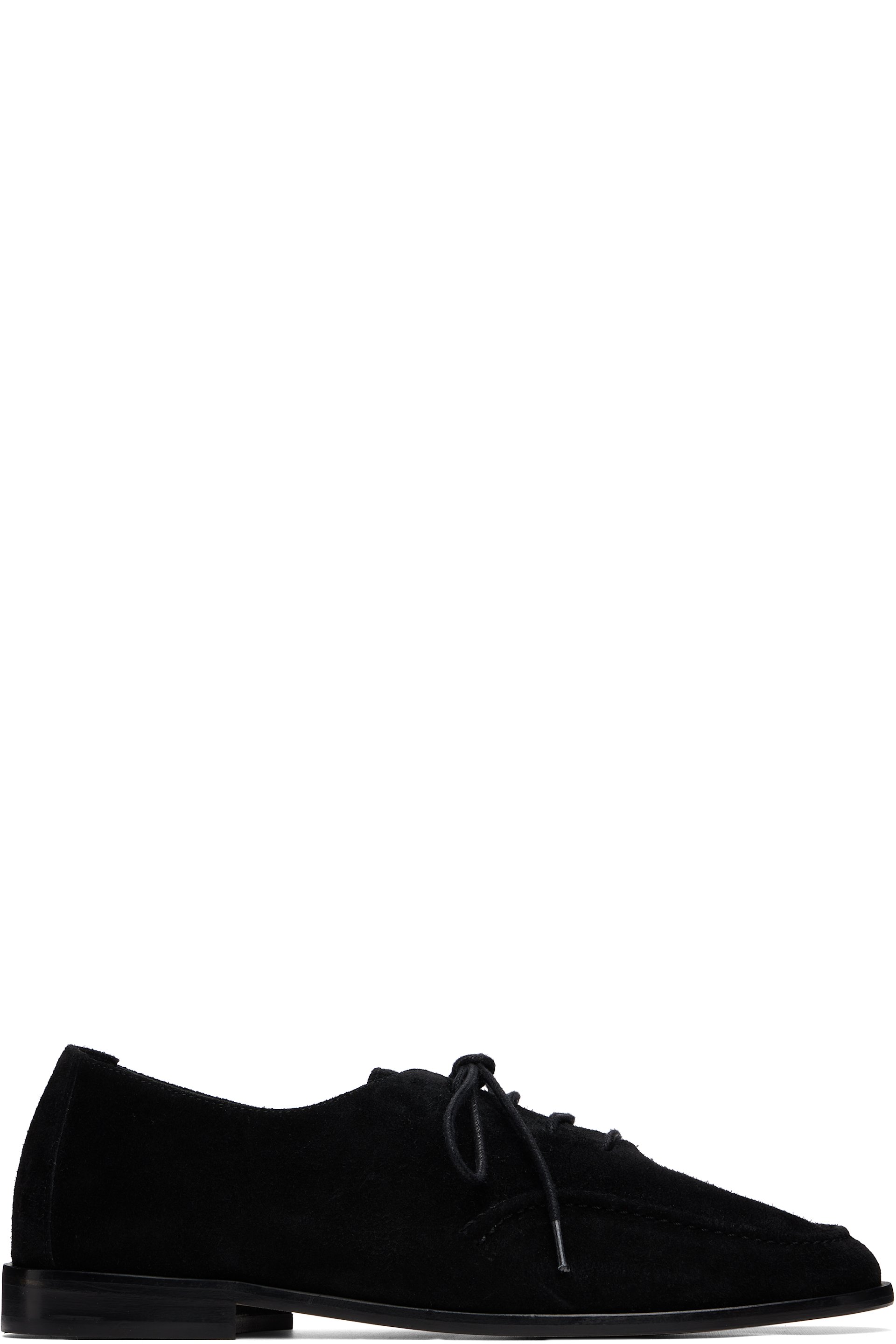 HEREU - Black Juliol Lace Up Suede Loafers