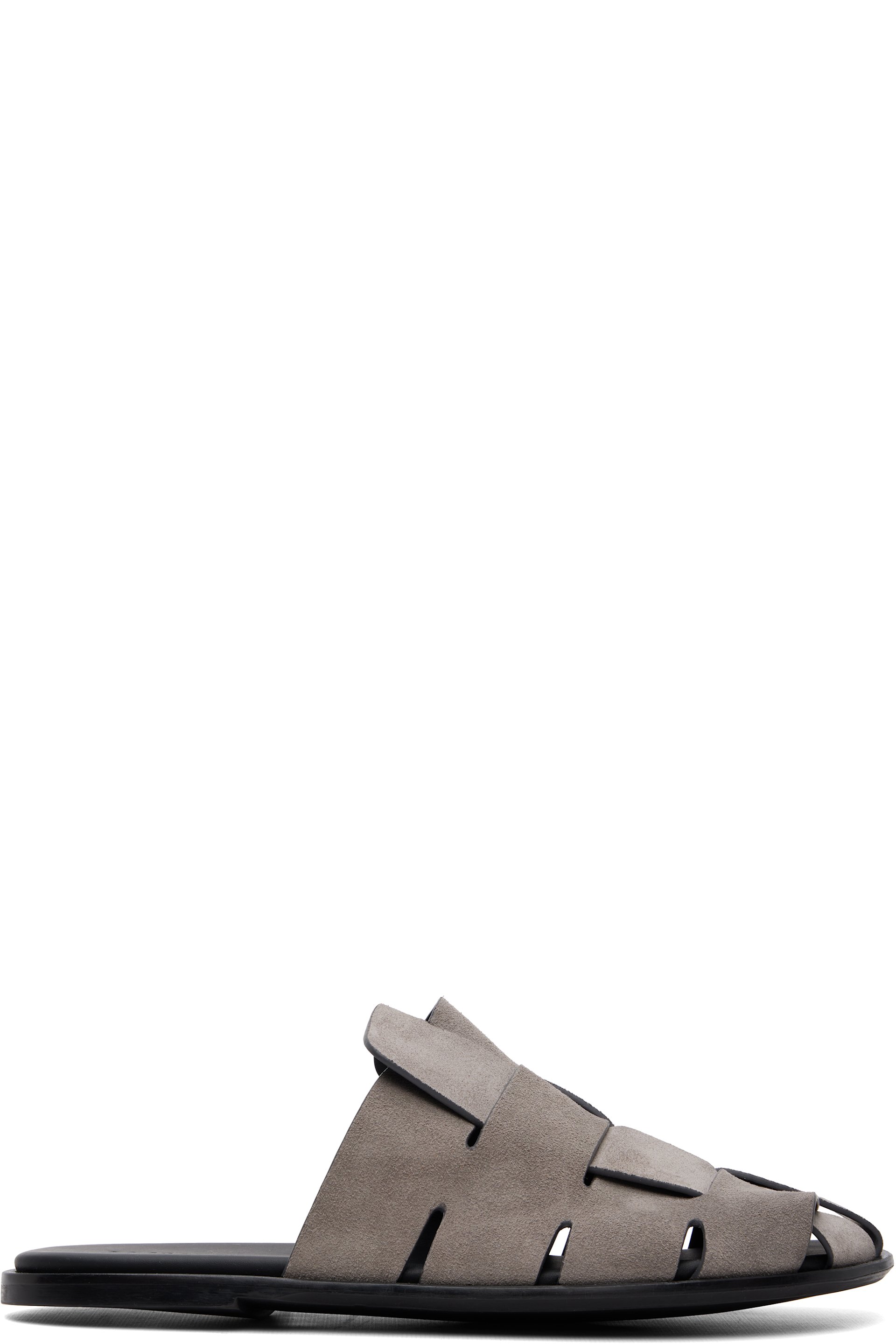 HEREU - Gray Dira Slim Suede Mule Loafers