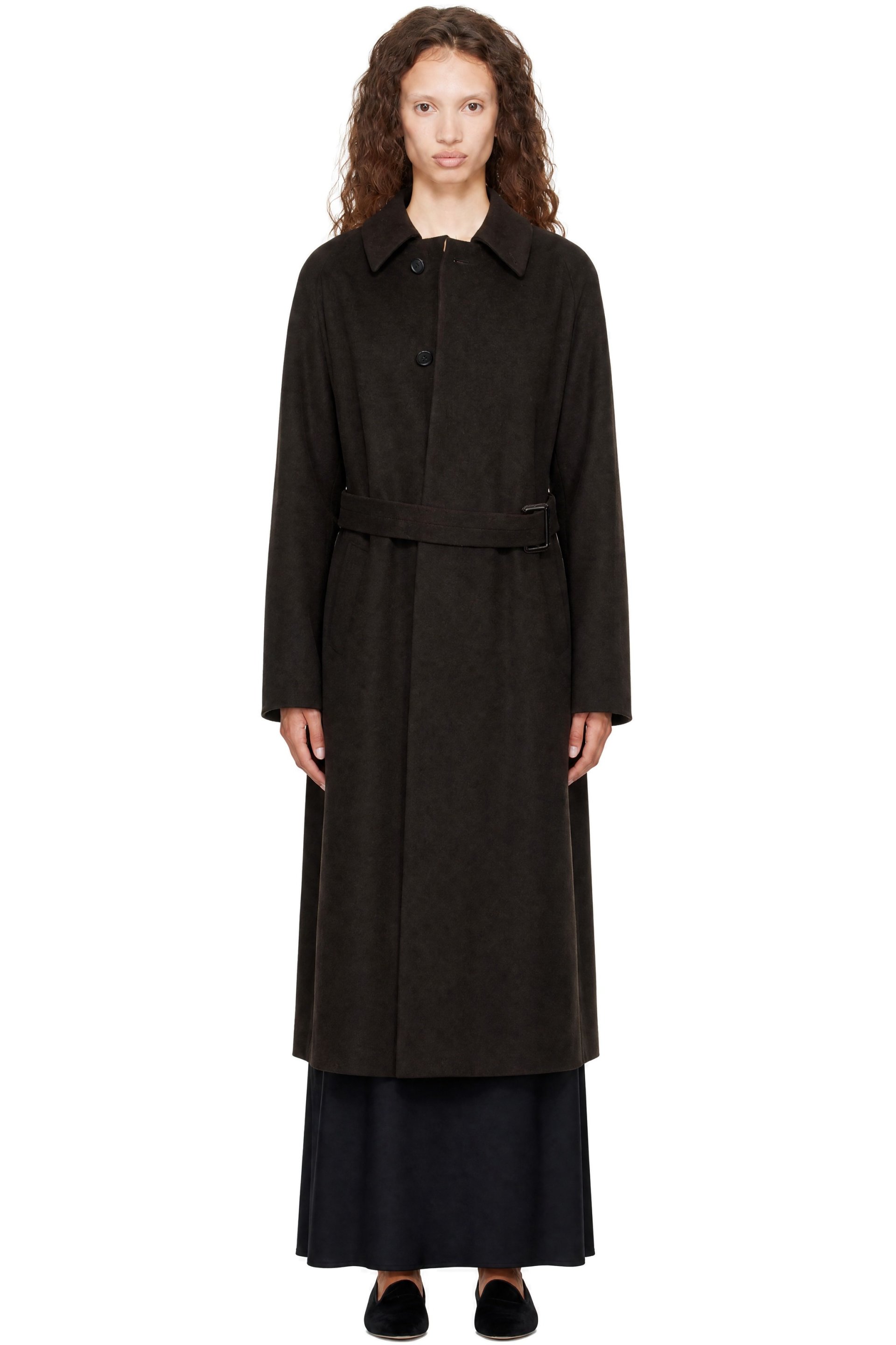 ssstein - Brown Wool Raglan Sleeve Balmacaan Coat