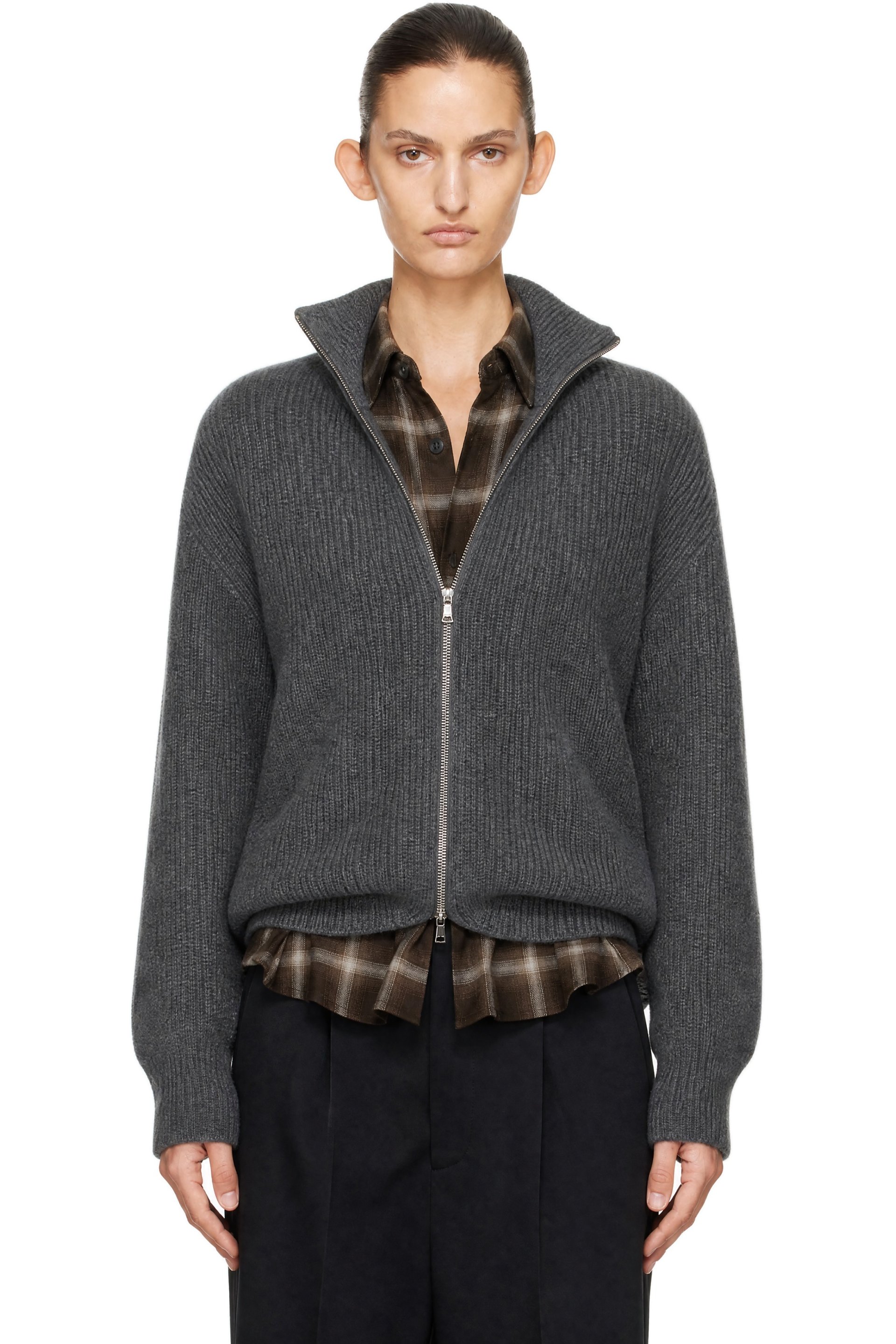 ssstein - Gray Extra Fine Wool Knit Drivers Cardigan