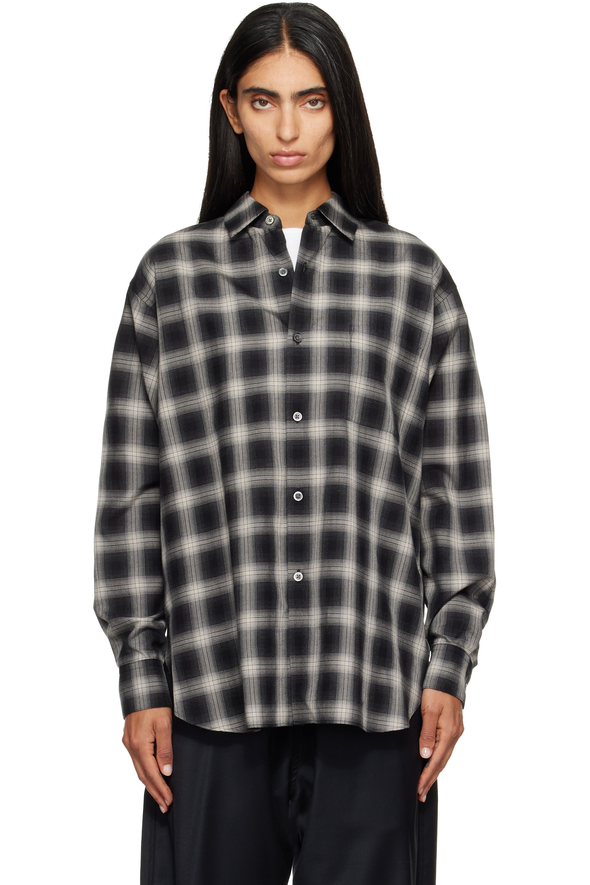 ssstein - Black Cotton Oversized LS Shirt