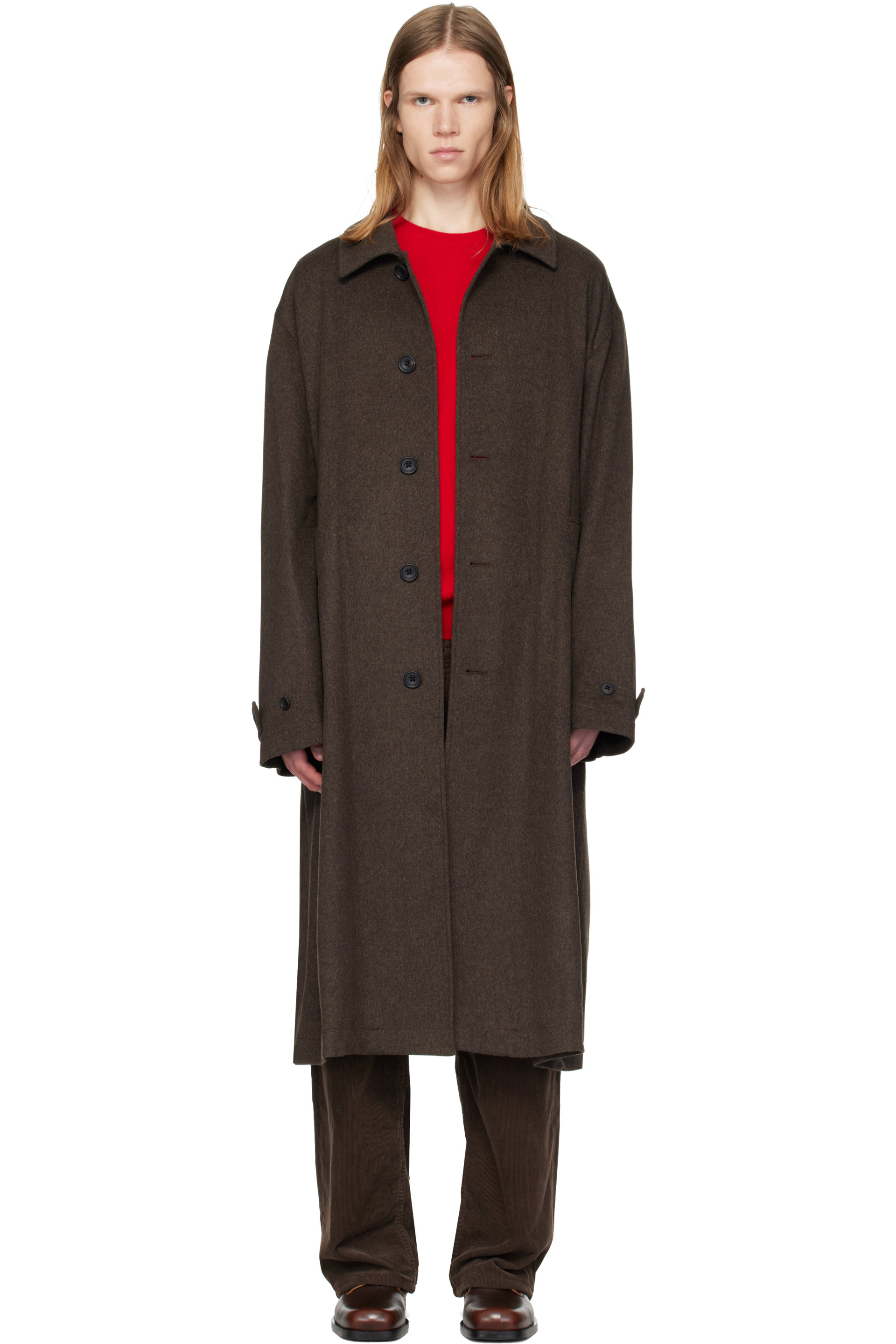 ssstein - Taupe Wool Doeskin Oversized Investigated Coat