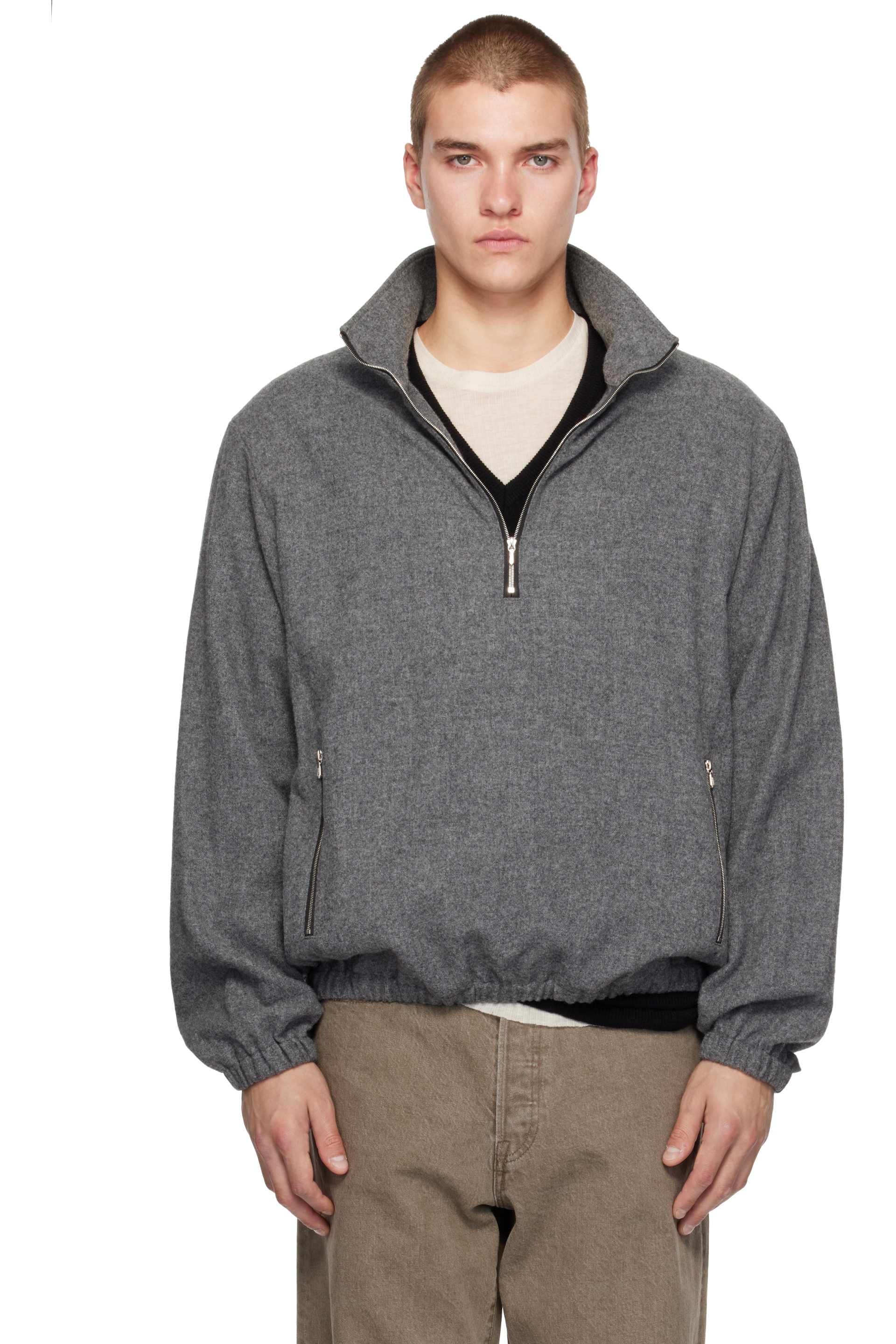 ssstein - Gray Fleece Pullover Sweater
