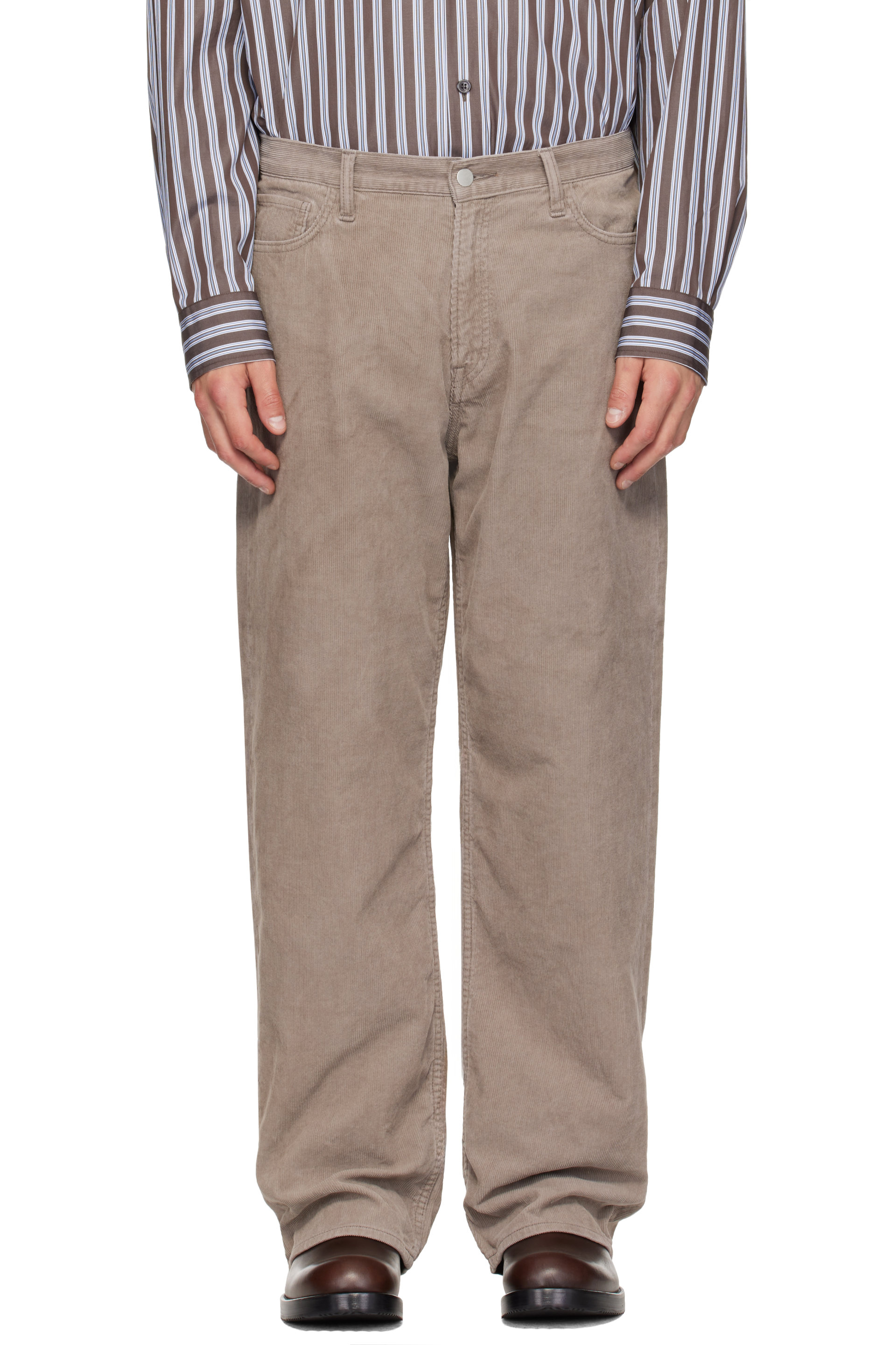 ssstein - Taupe Relax Fit Vintage Corduroy Trousers