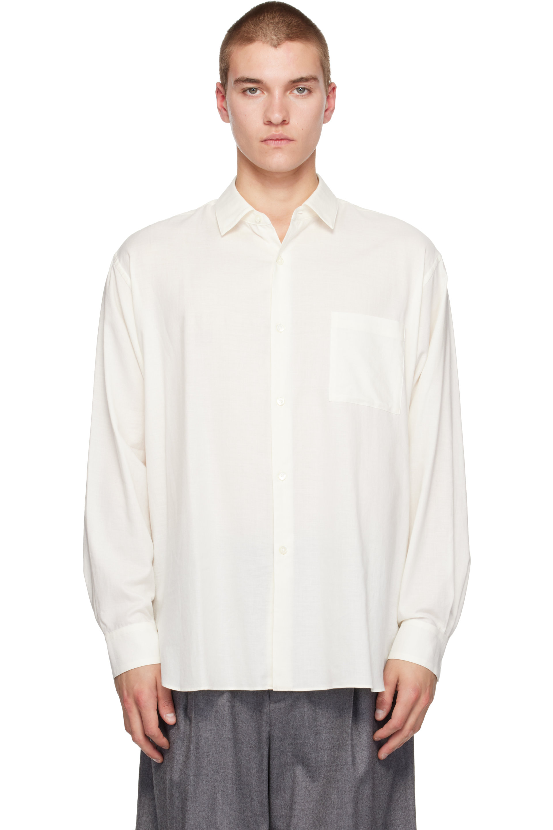 ssstein - Off-White Cotton Silk Oversized LS Shirt